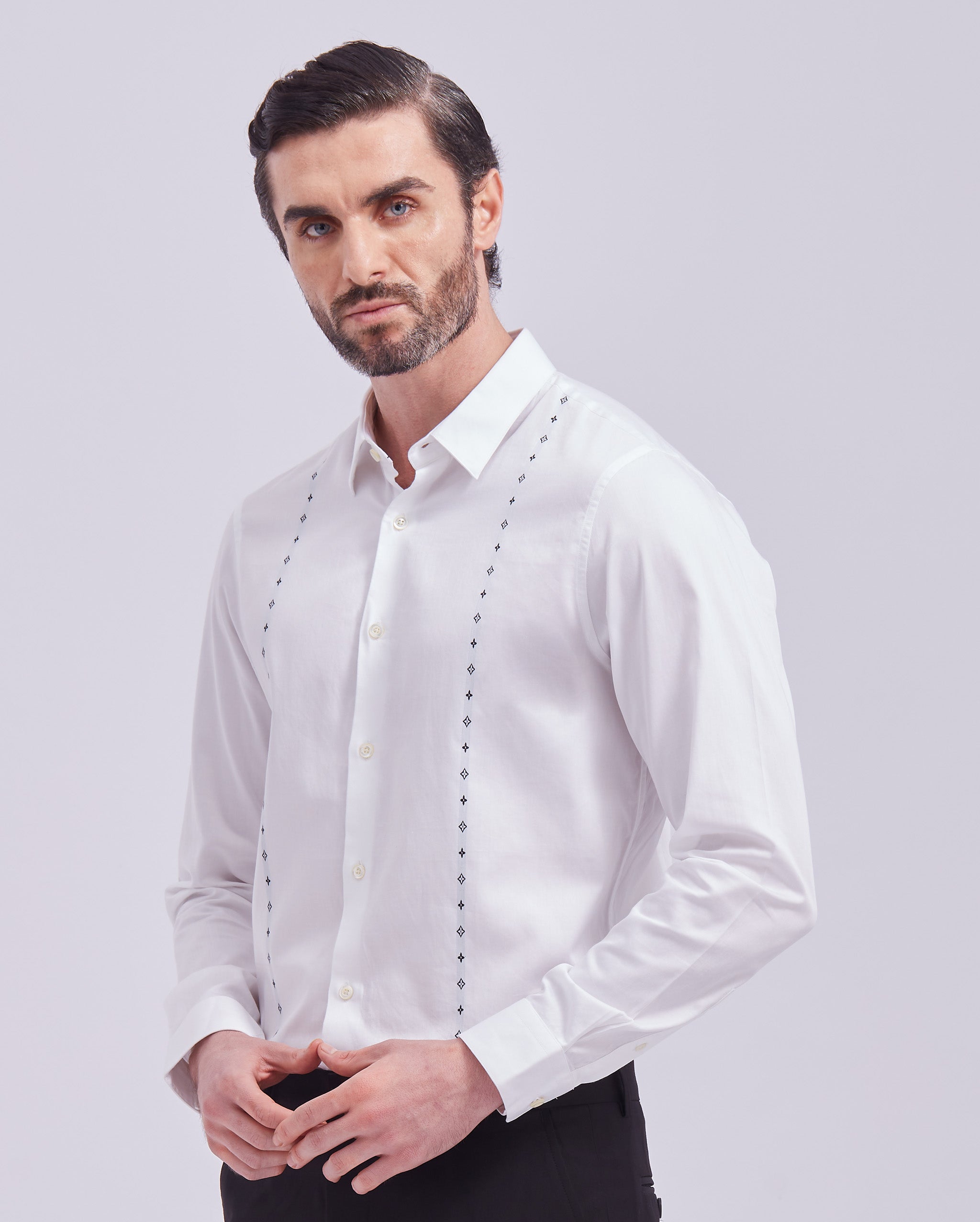 White And Black Giza Panel Shirt
