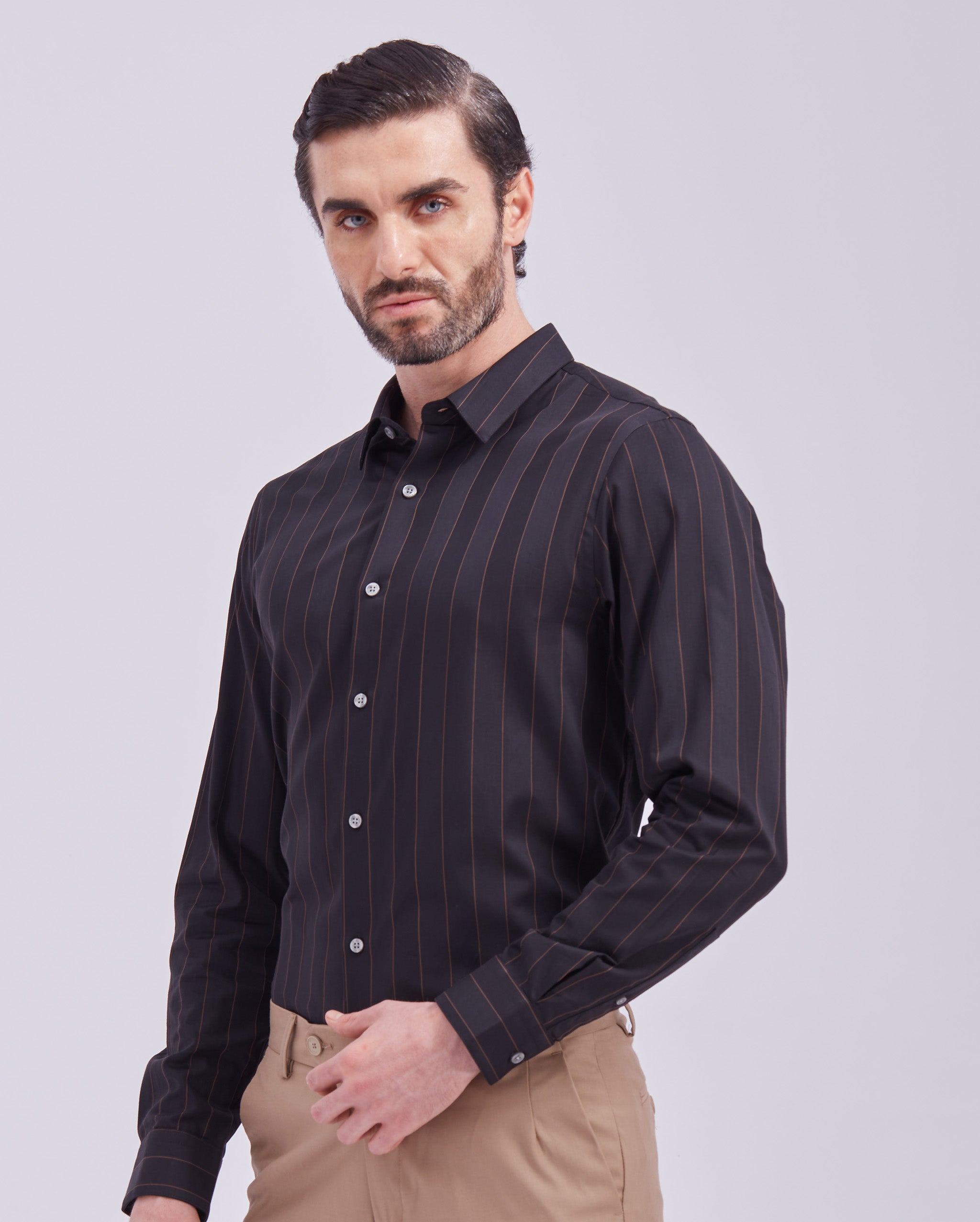 Black Giza Stripe Shirt