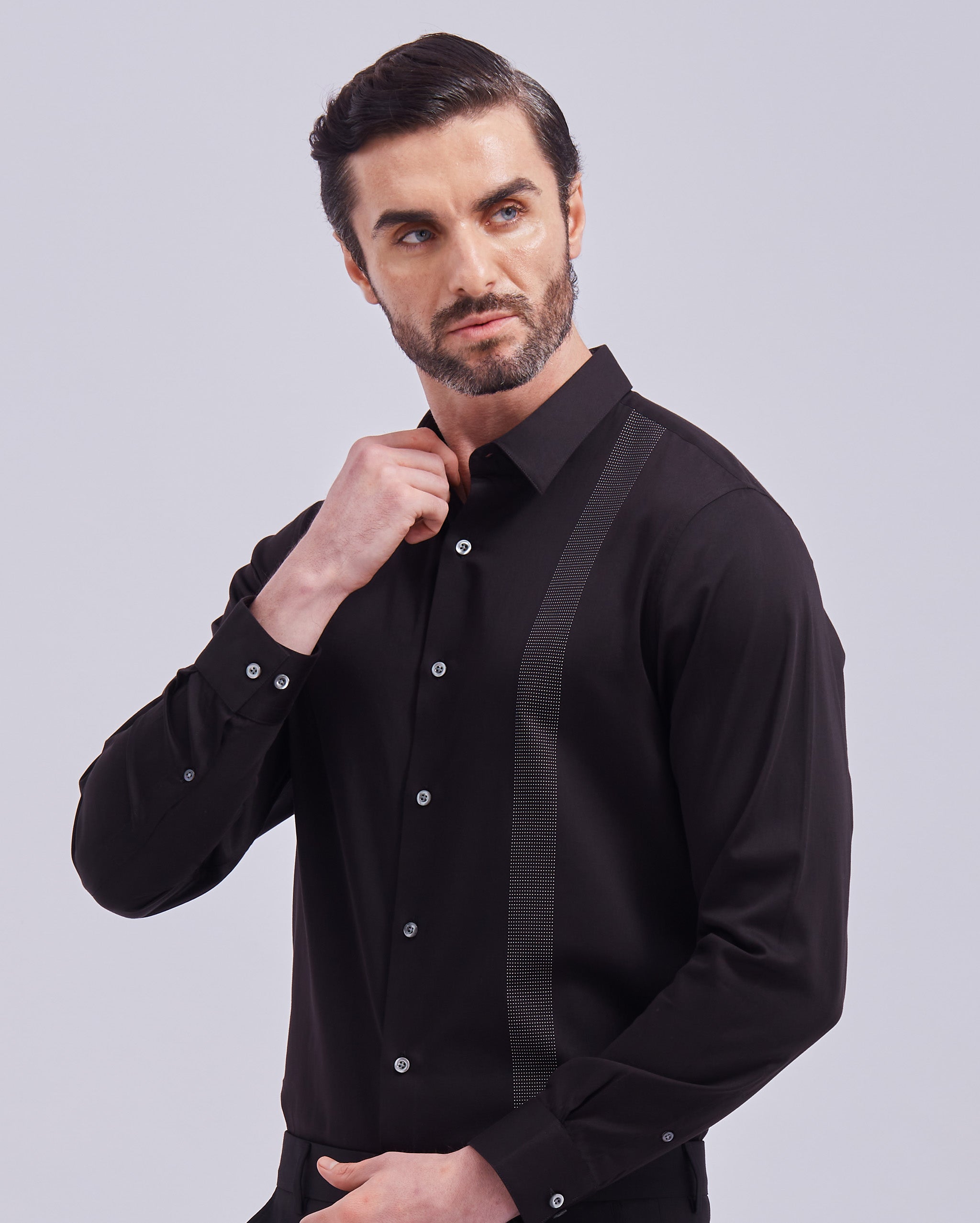 Black And White Giza Panel Shirt