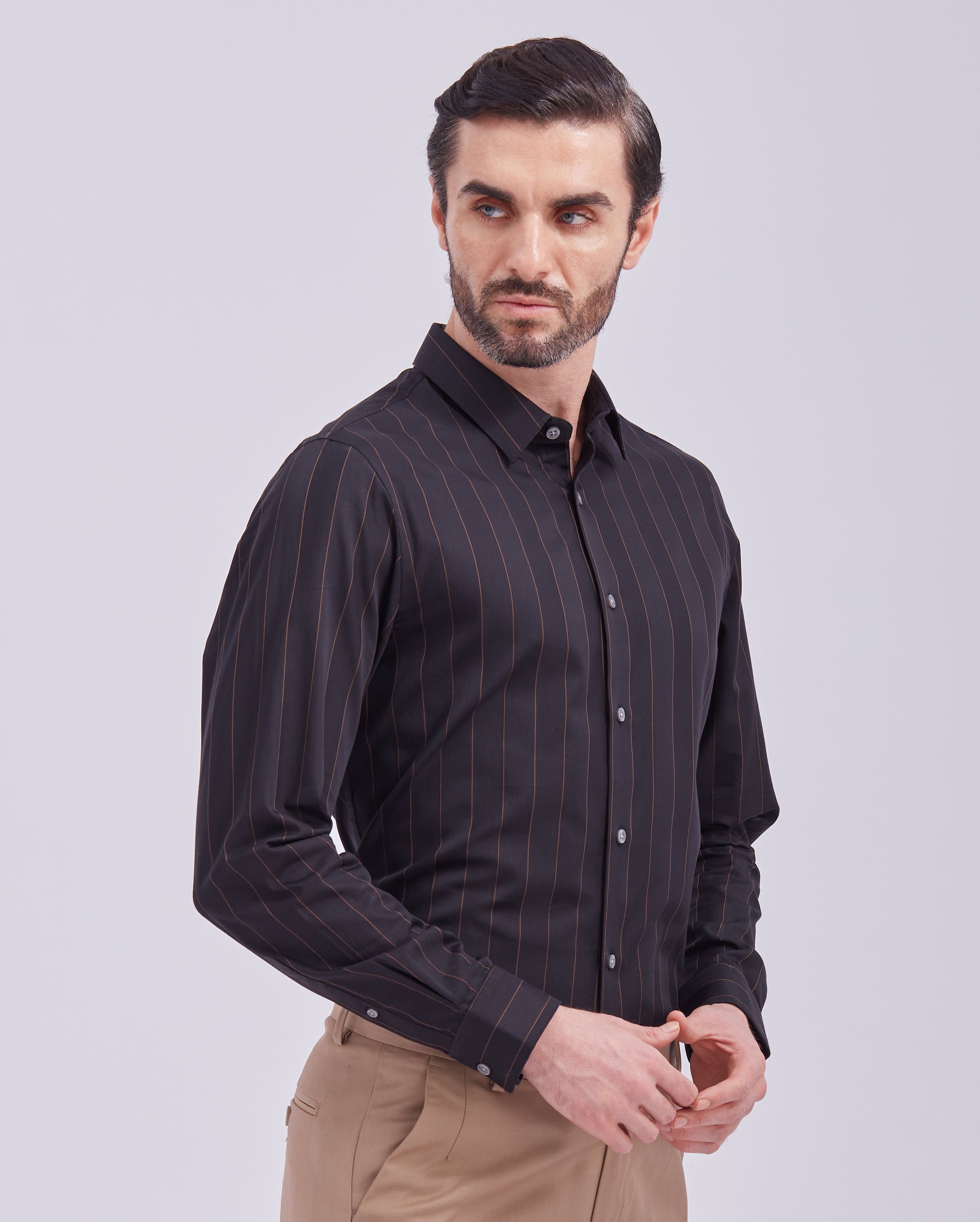 Black Giza Stripe Shirt