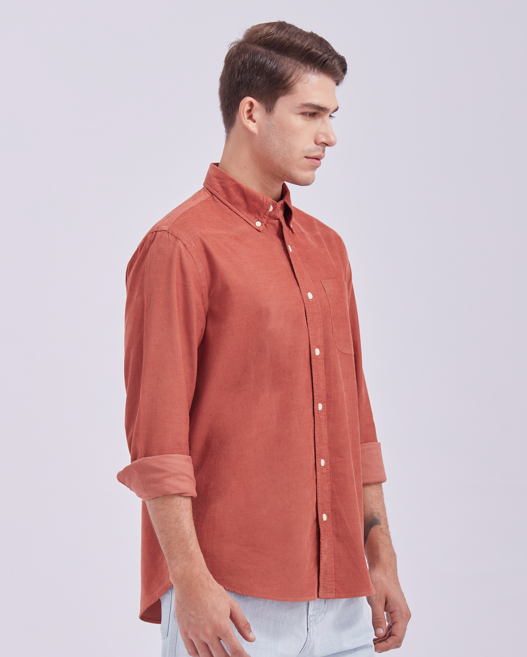 Terracotta Orange Corduroy Shirt
