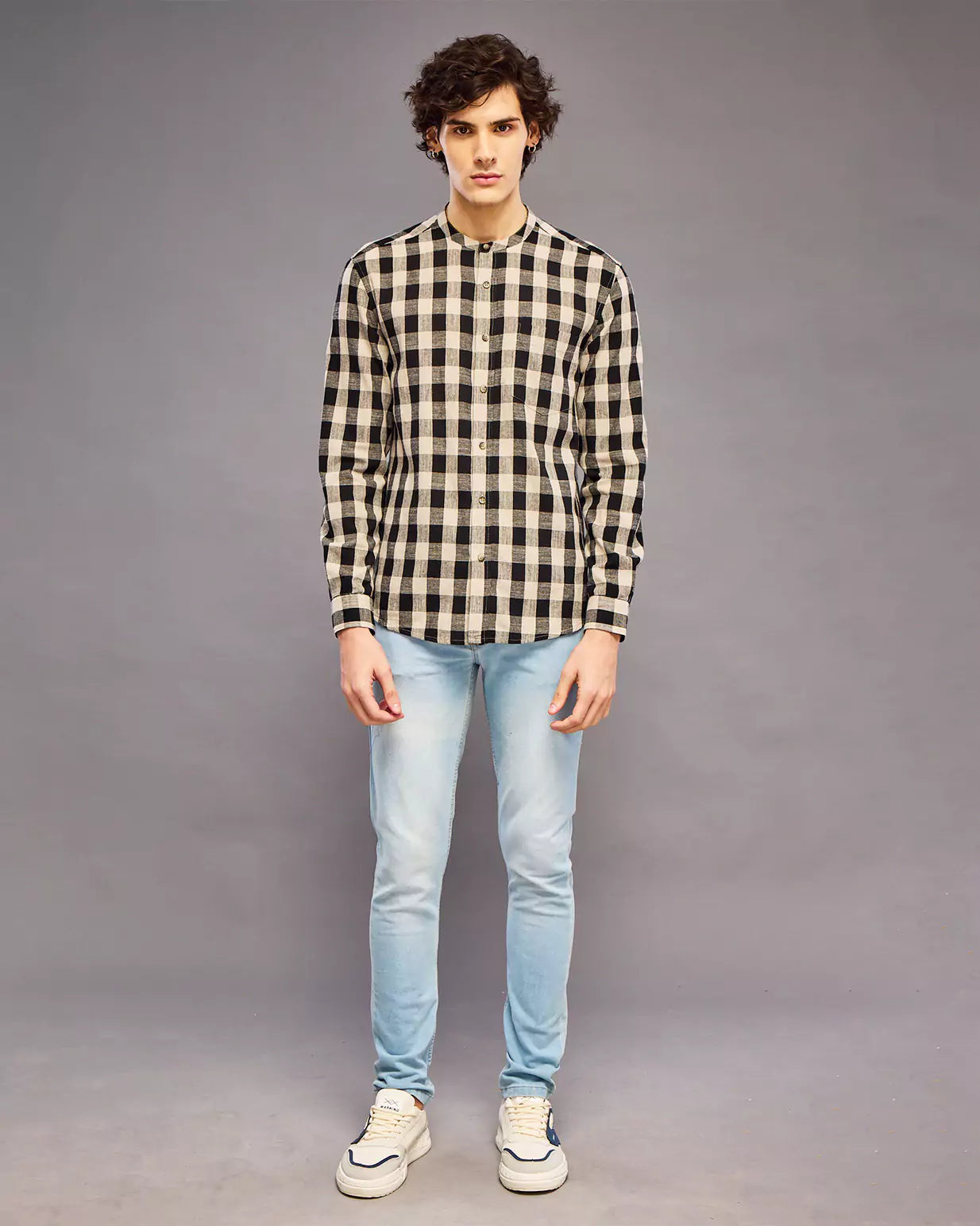 BLACK AND CREAM CHECK SHIRT