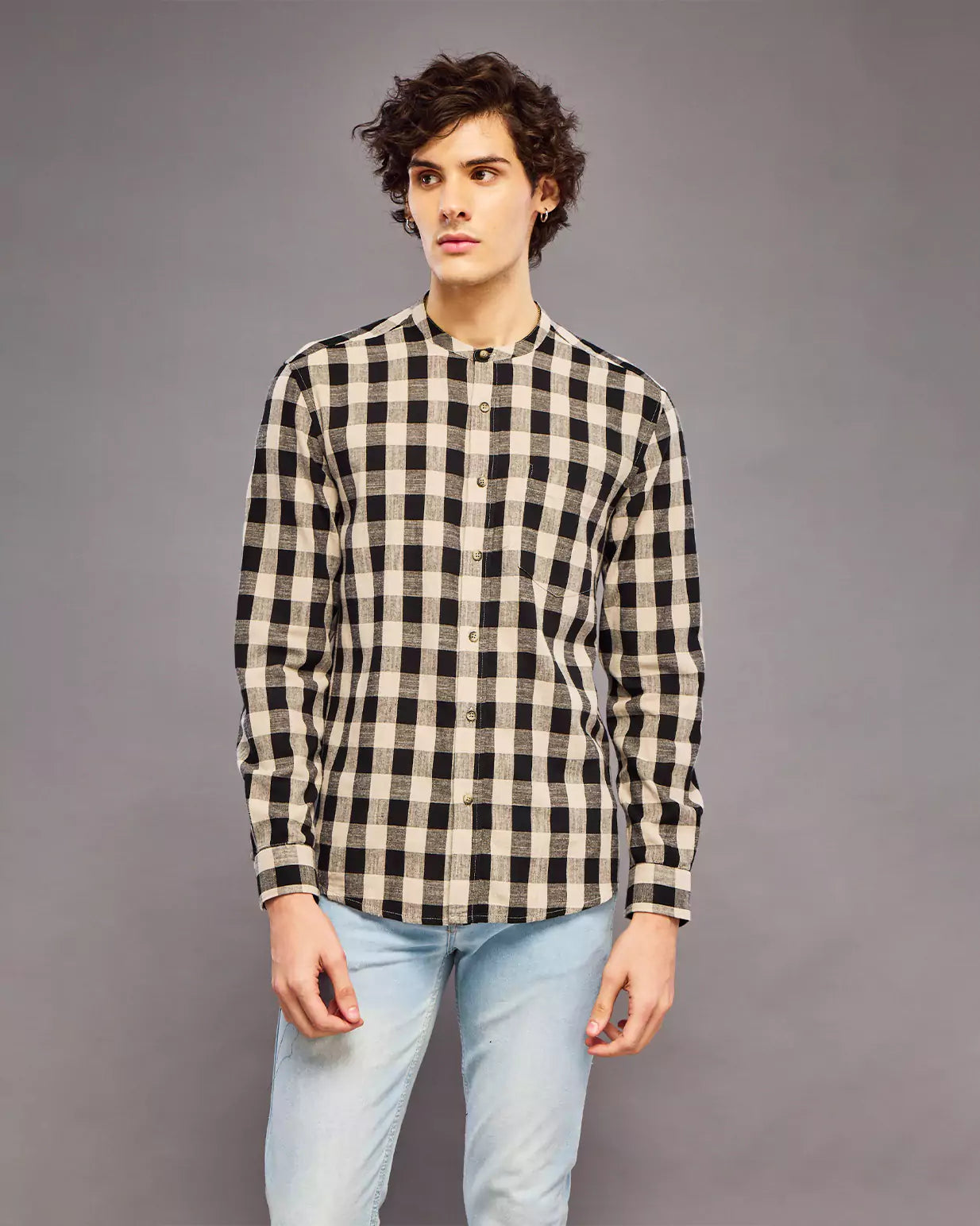 BLACK AND CREAM CHECK SHIRT