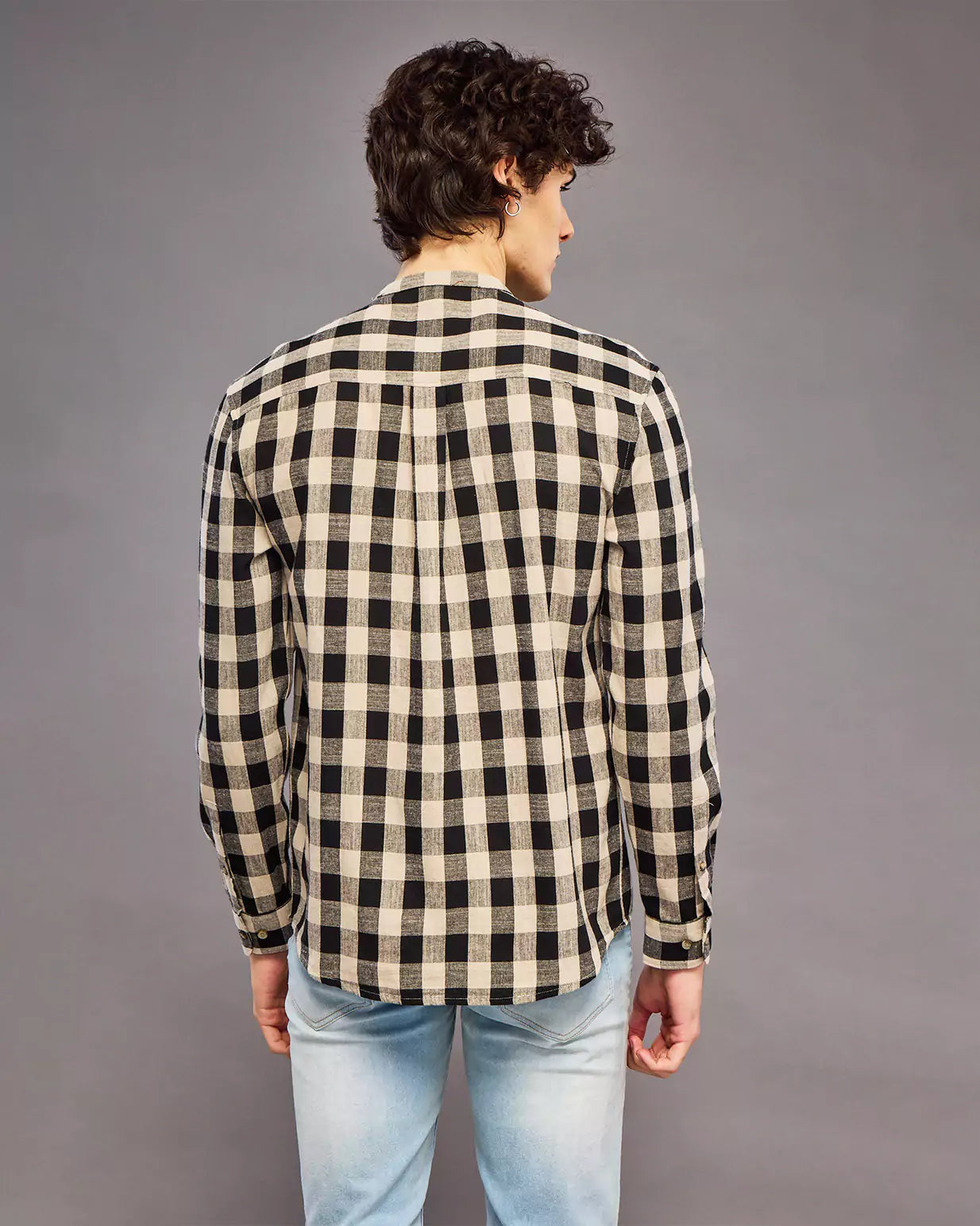 BLACK AND CREAM CHECK SHIRT