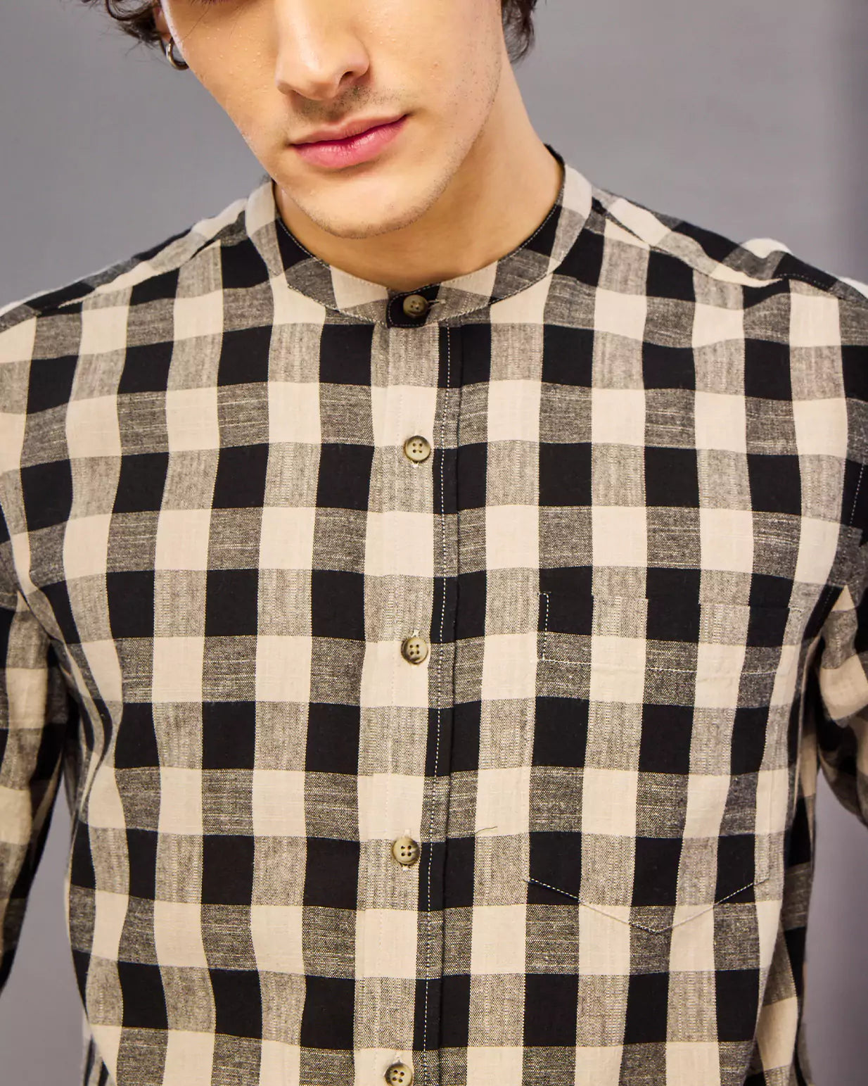 Black And Cream Check Shirt