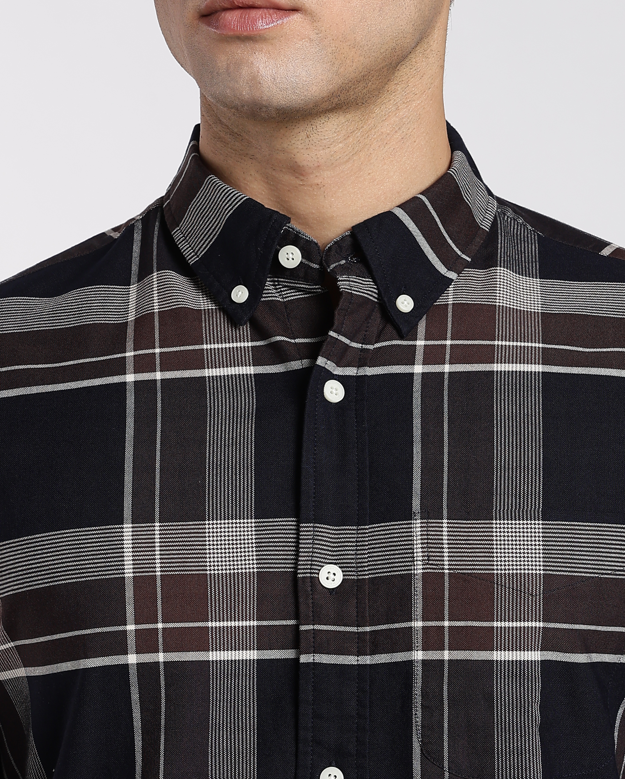 Black and White Tartan Check Shirt