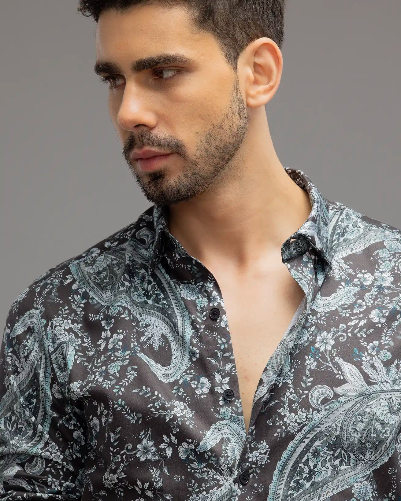 ASH BLACK FLORAL PRINT SHIRT
