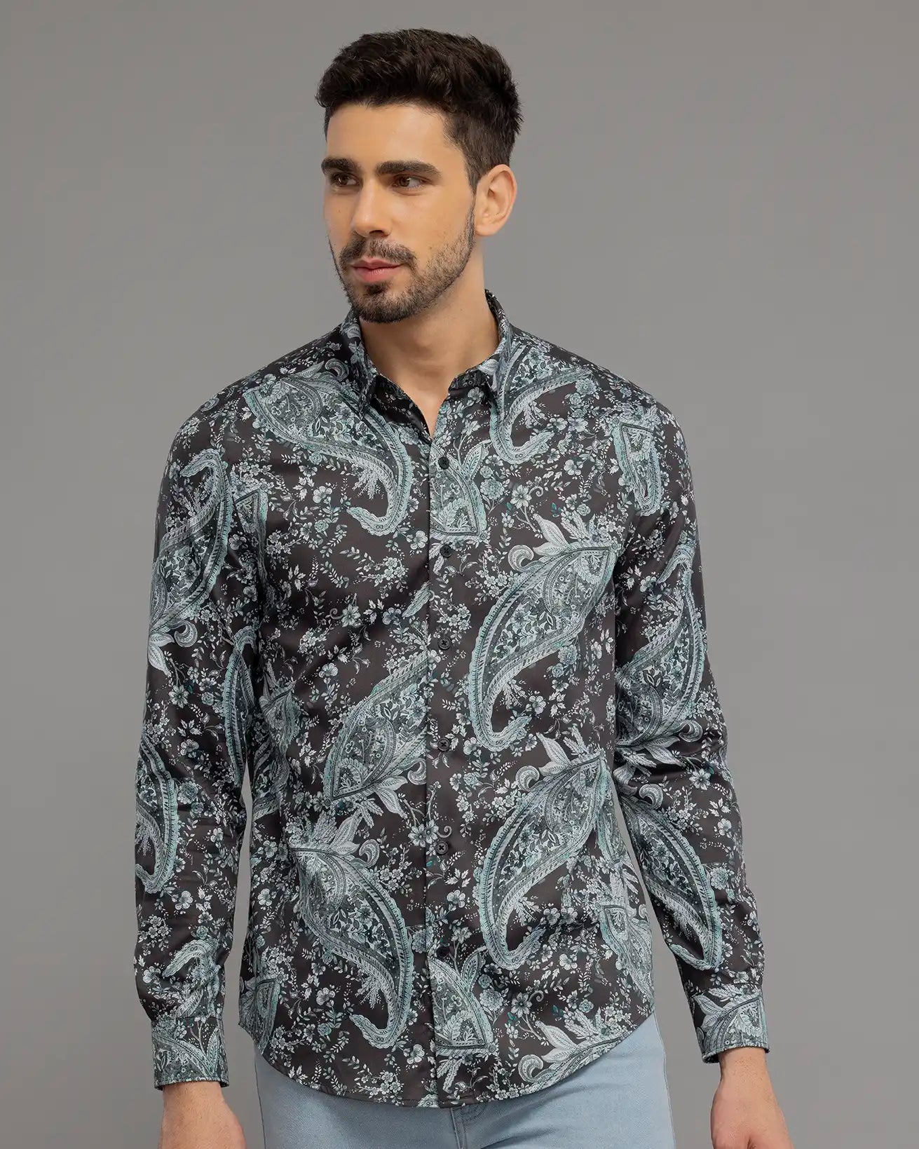 Ash Black Floral Print Shirt
