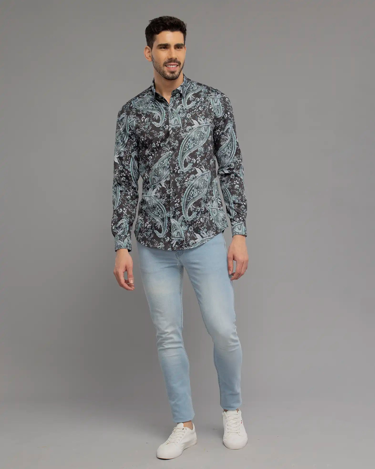 Ash Black Floral Print Shirt