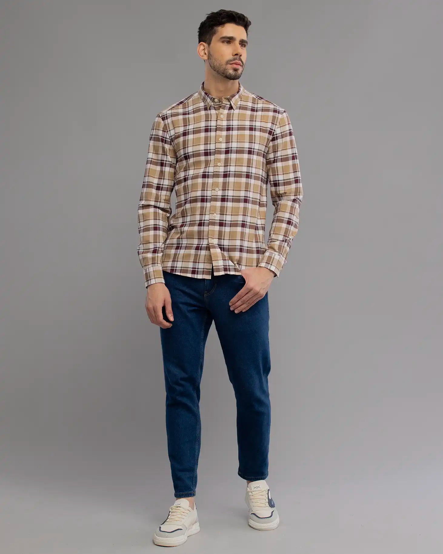 Coffee Brown Check Shirt