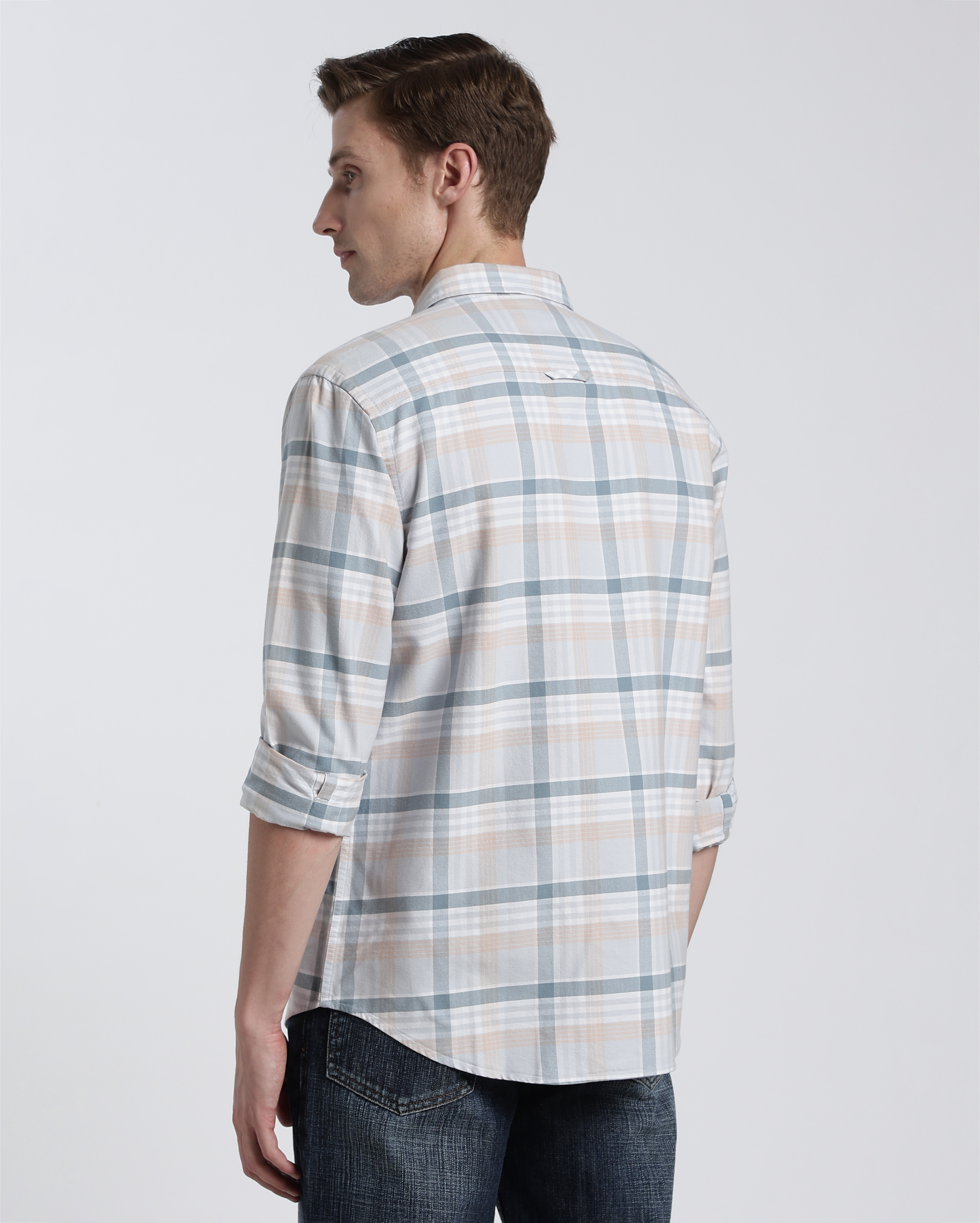 Light Blue and Grey Check Shirt