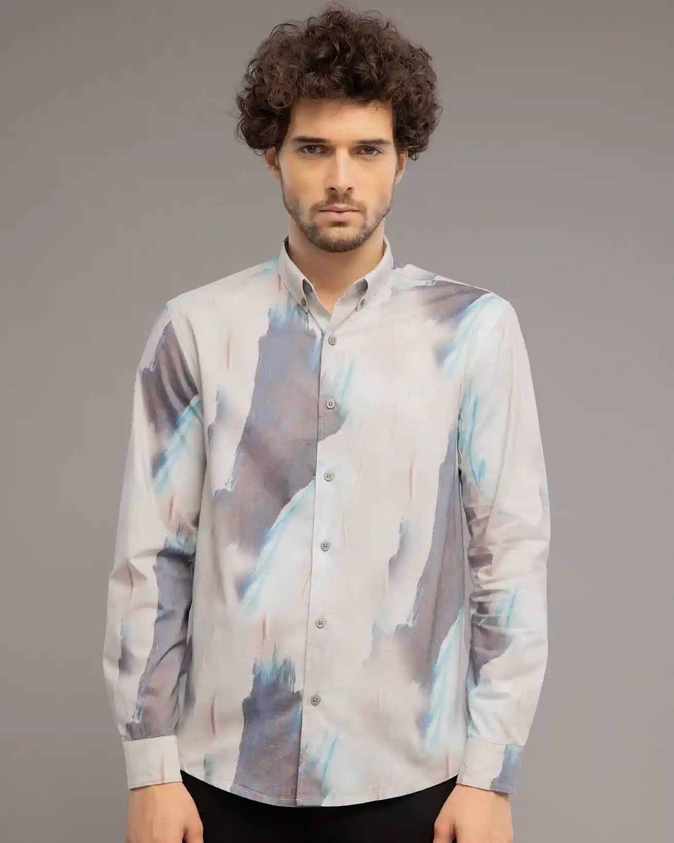 Cream And Ash Digi Print Shirt