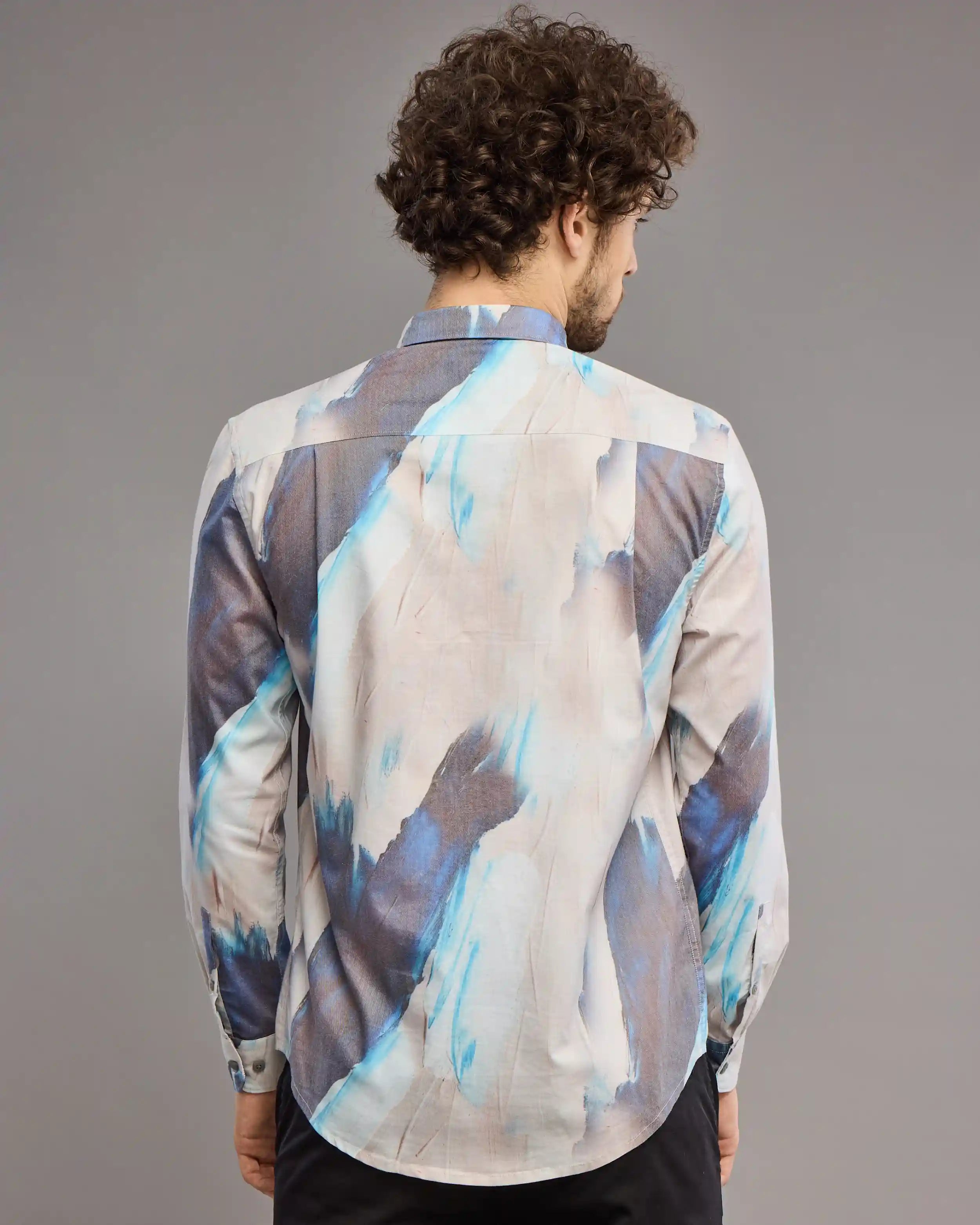 Cream And Ash Digi Print Shirt