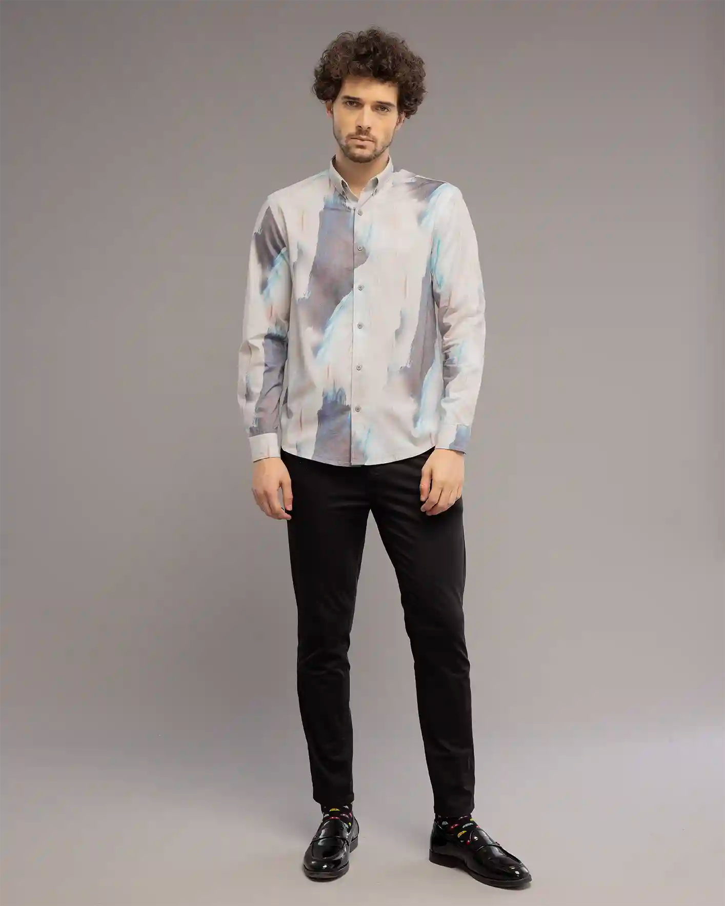 Cream And Ash Digi Print Shirt