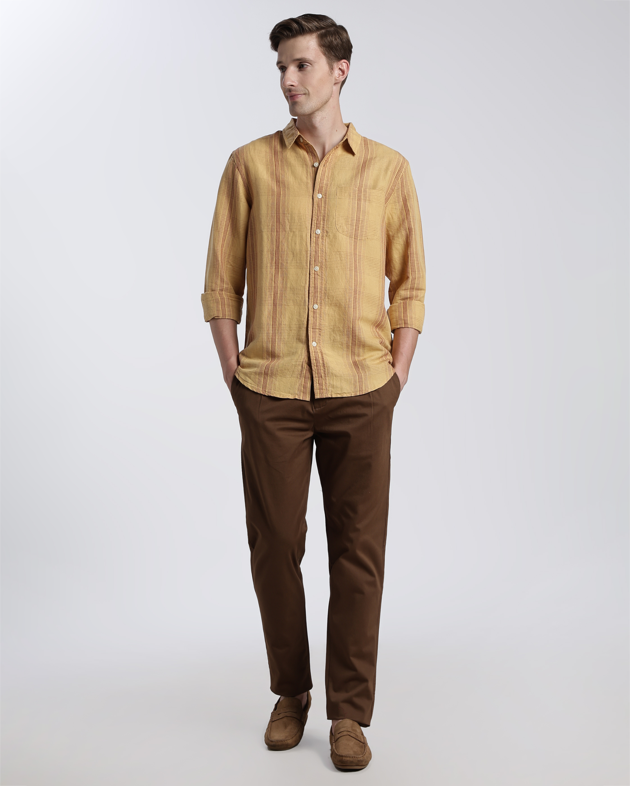 Yellow and Maroon Check Shirt