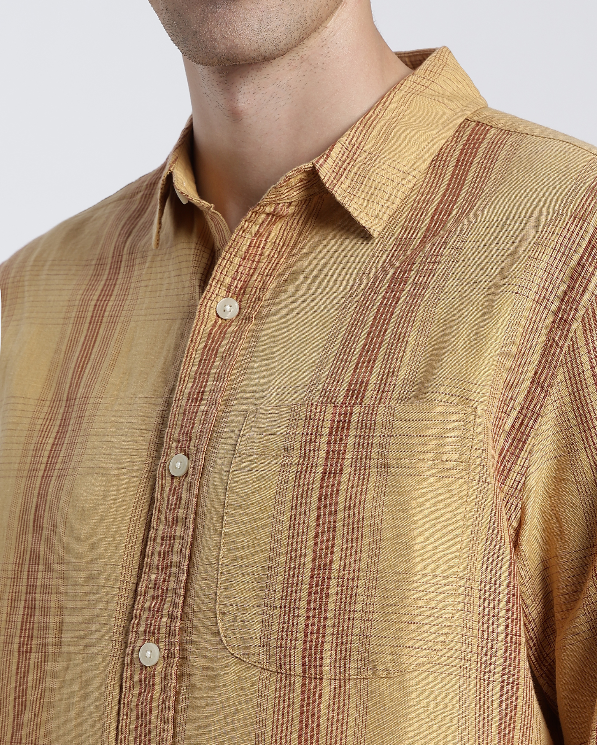 Yellow and Maroon Check Shirt