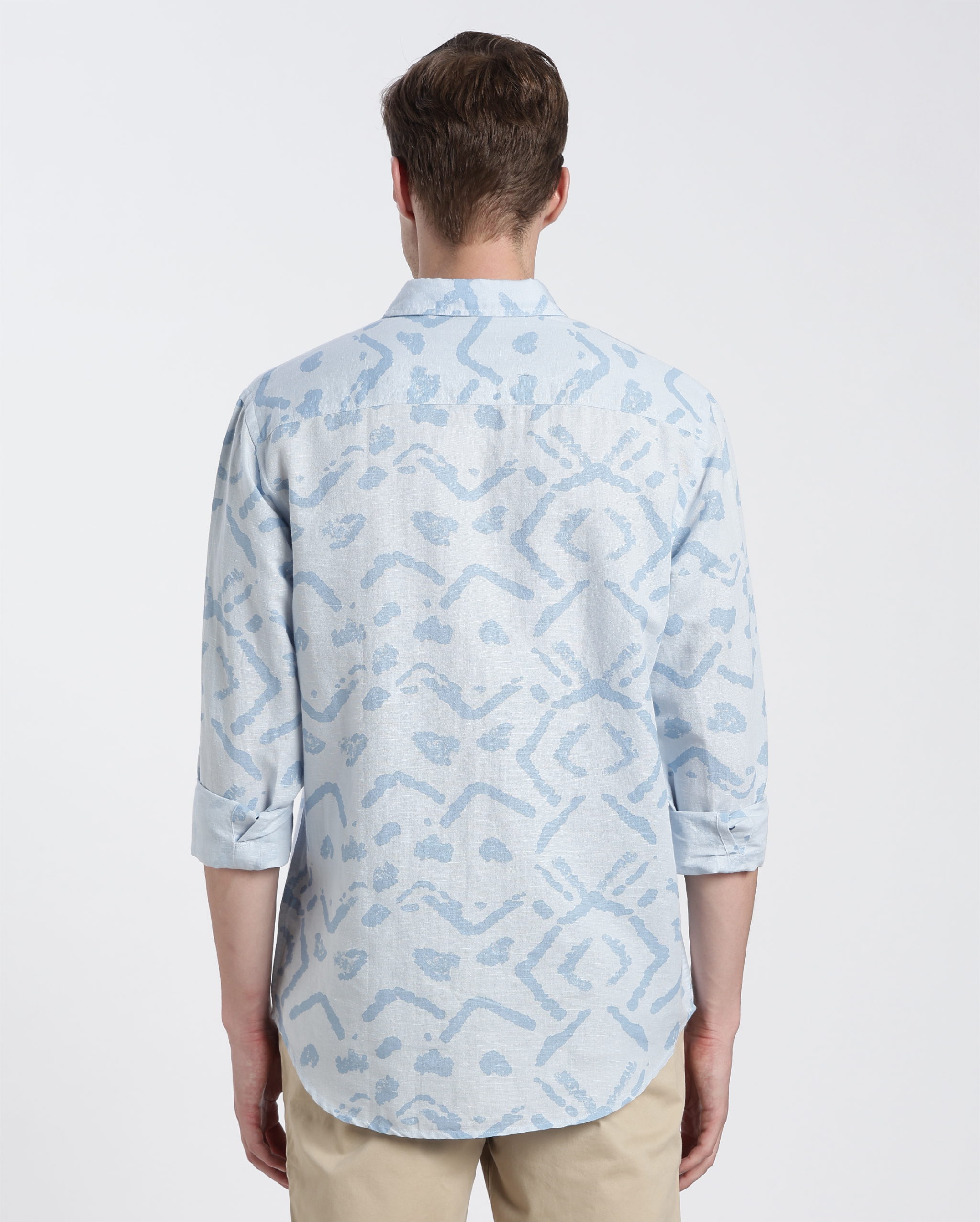 Blue and White Printed Abstract Shirt