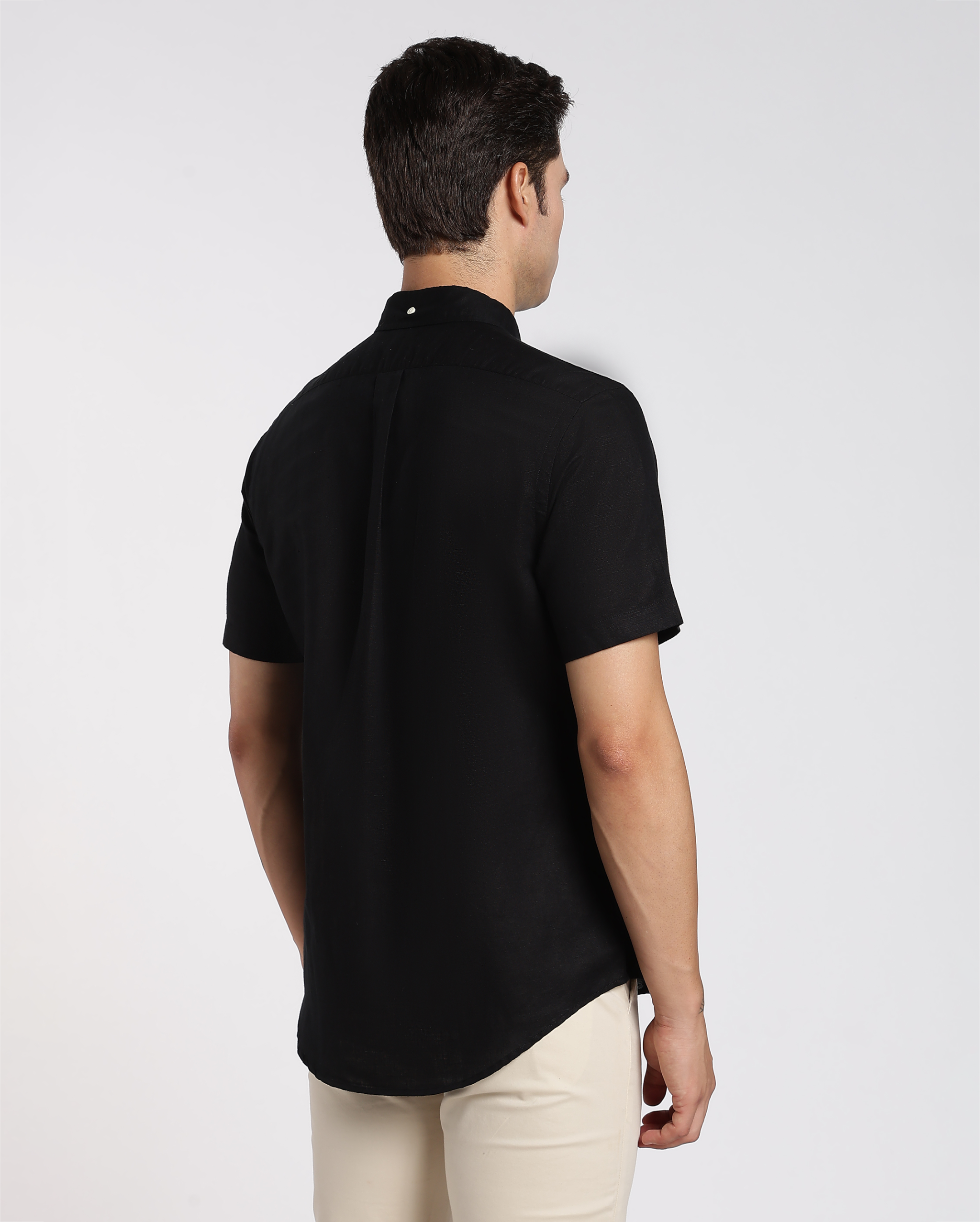 Black Cotton Linen Shirt
