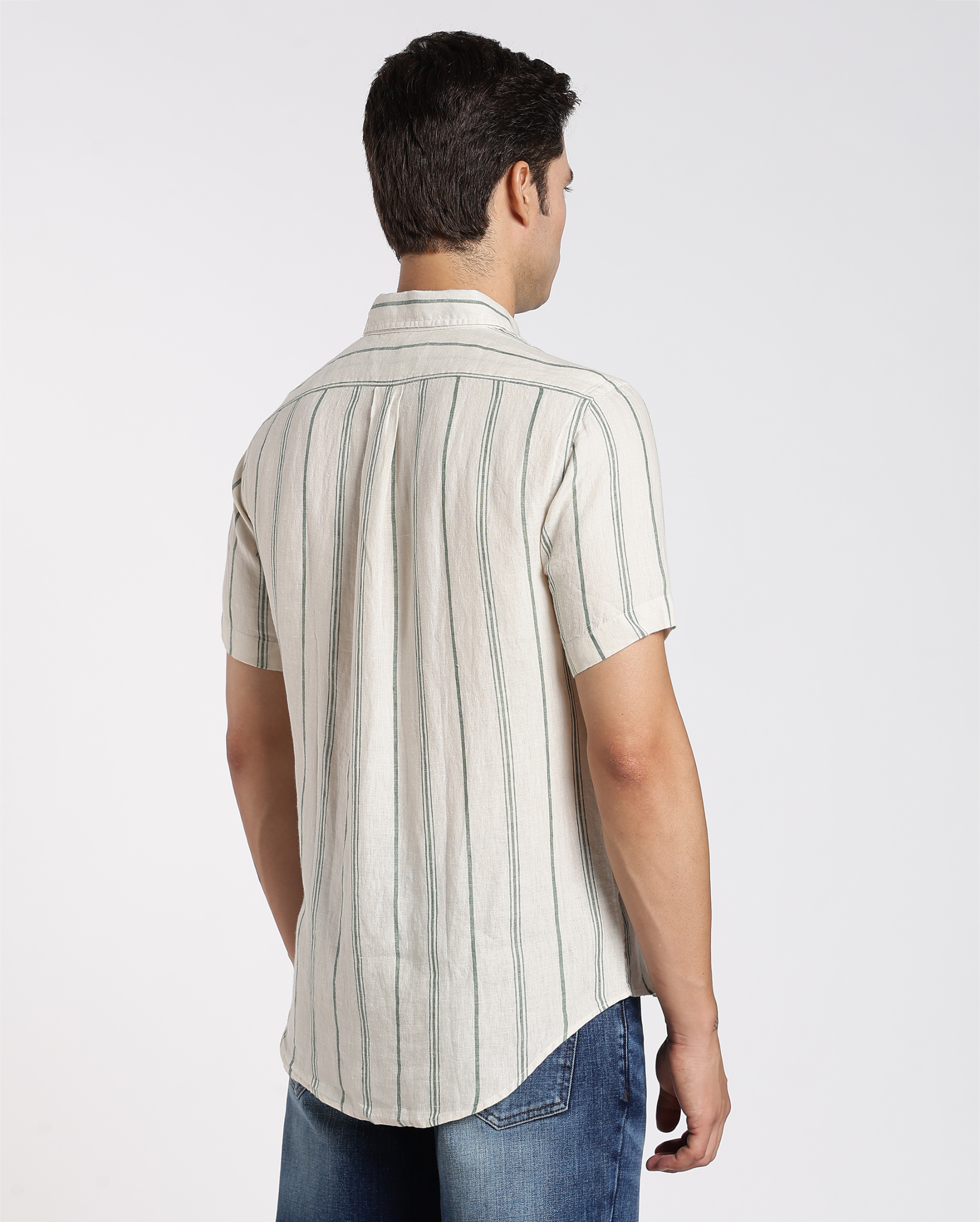 White and Green Stripe Shirt