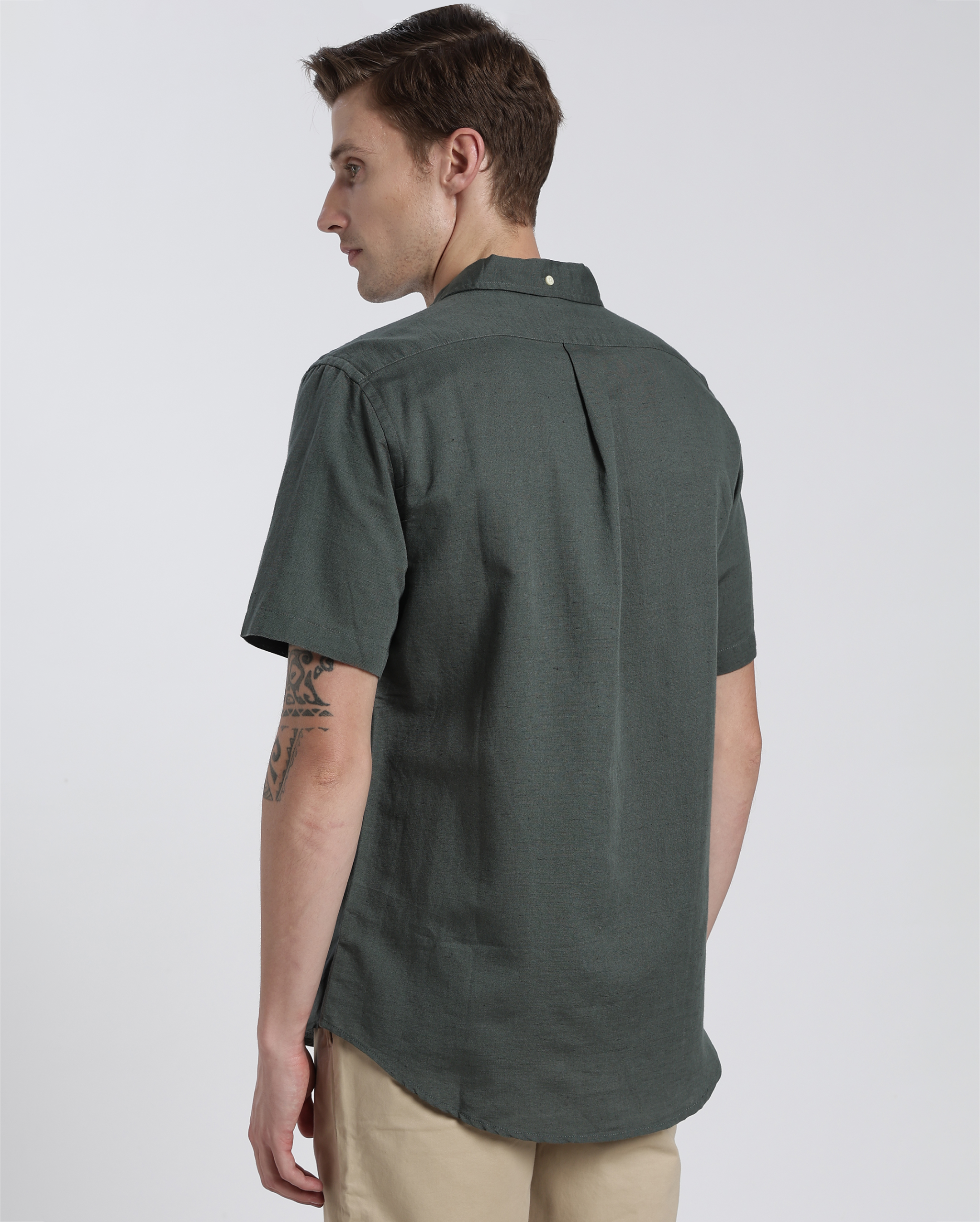 Green Cotton Linen Shirt