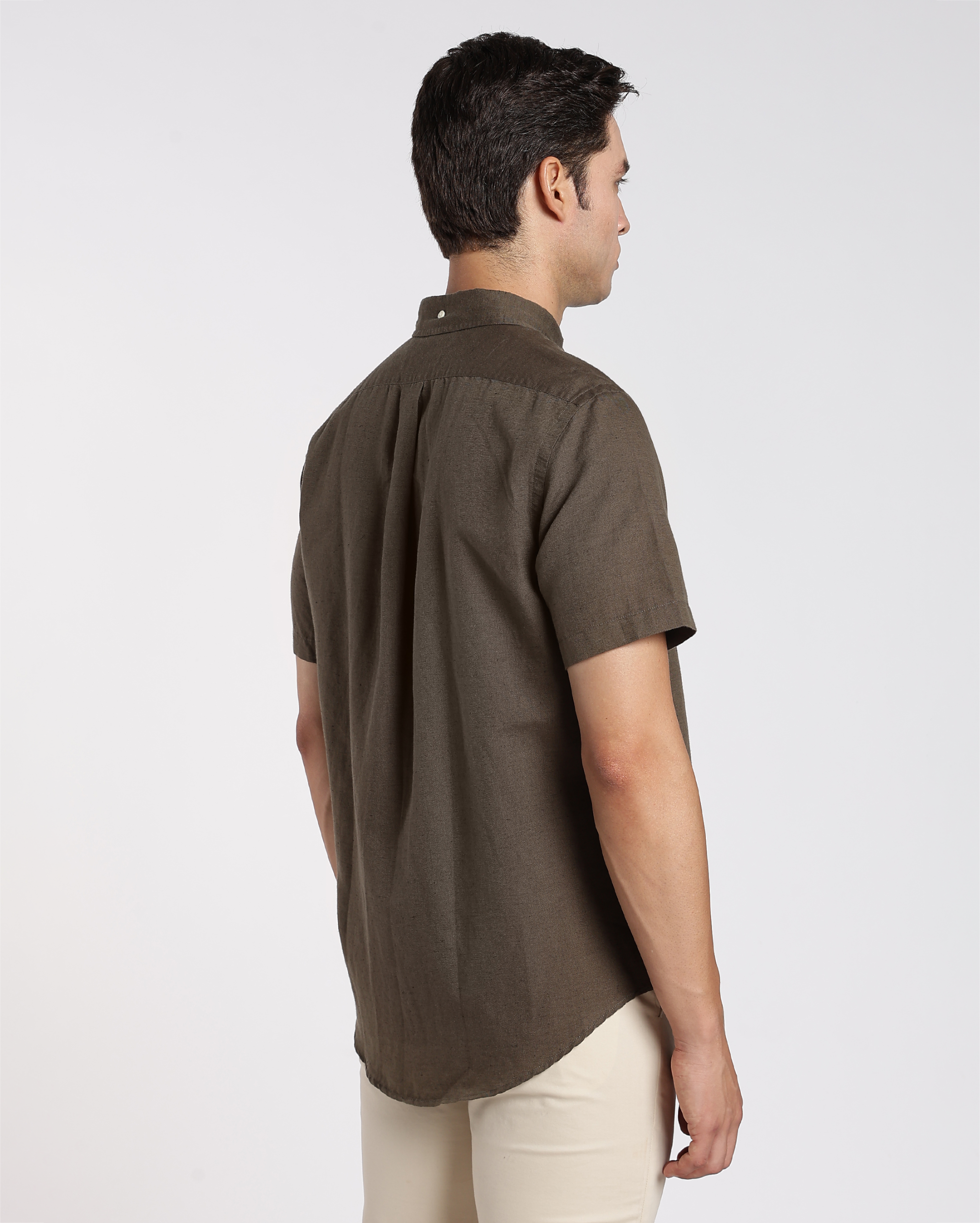 Military Green Cotton Linen Shirt