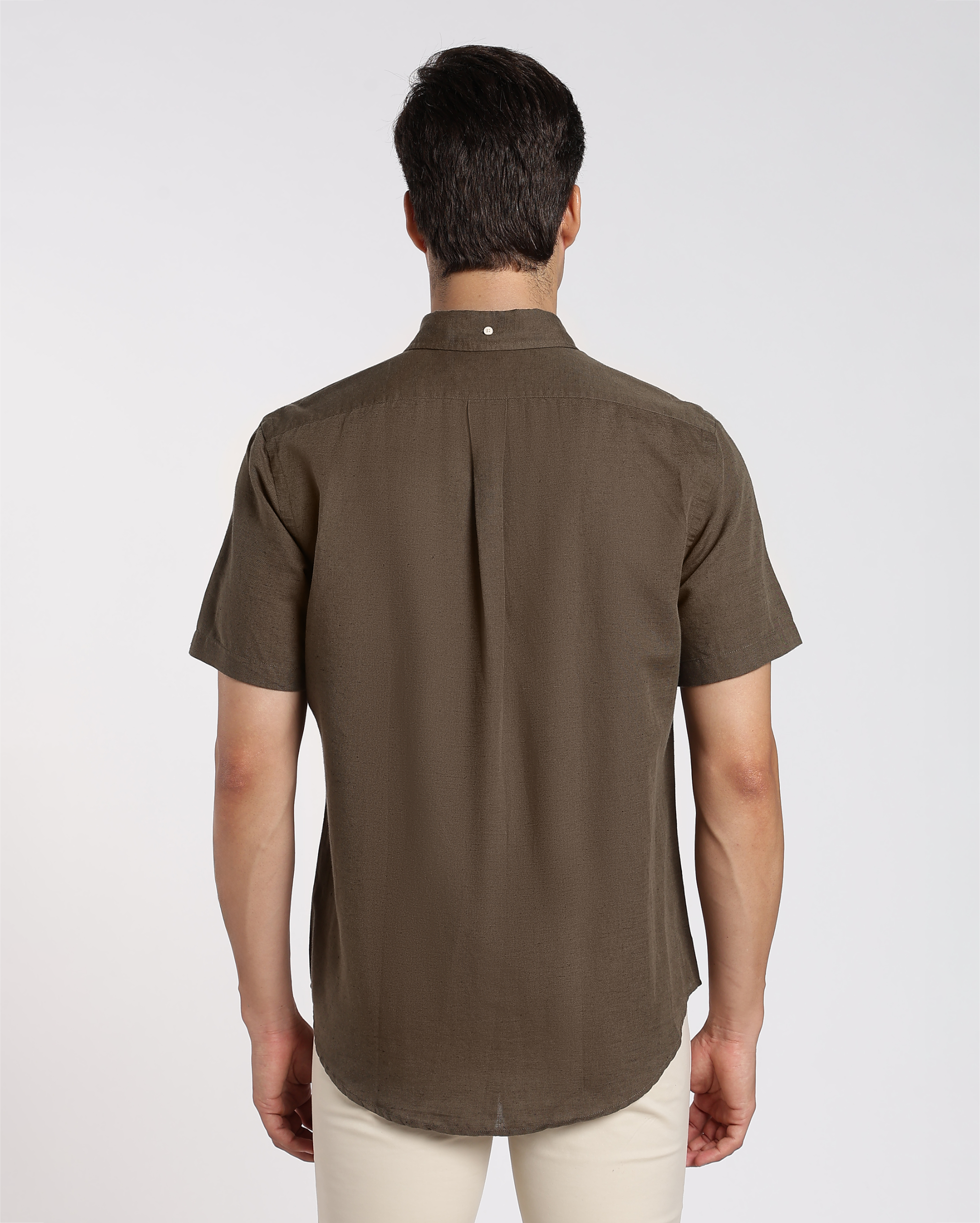 Military Green Cotton Linen Shirt