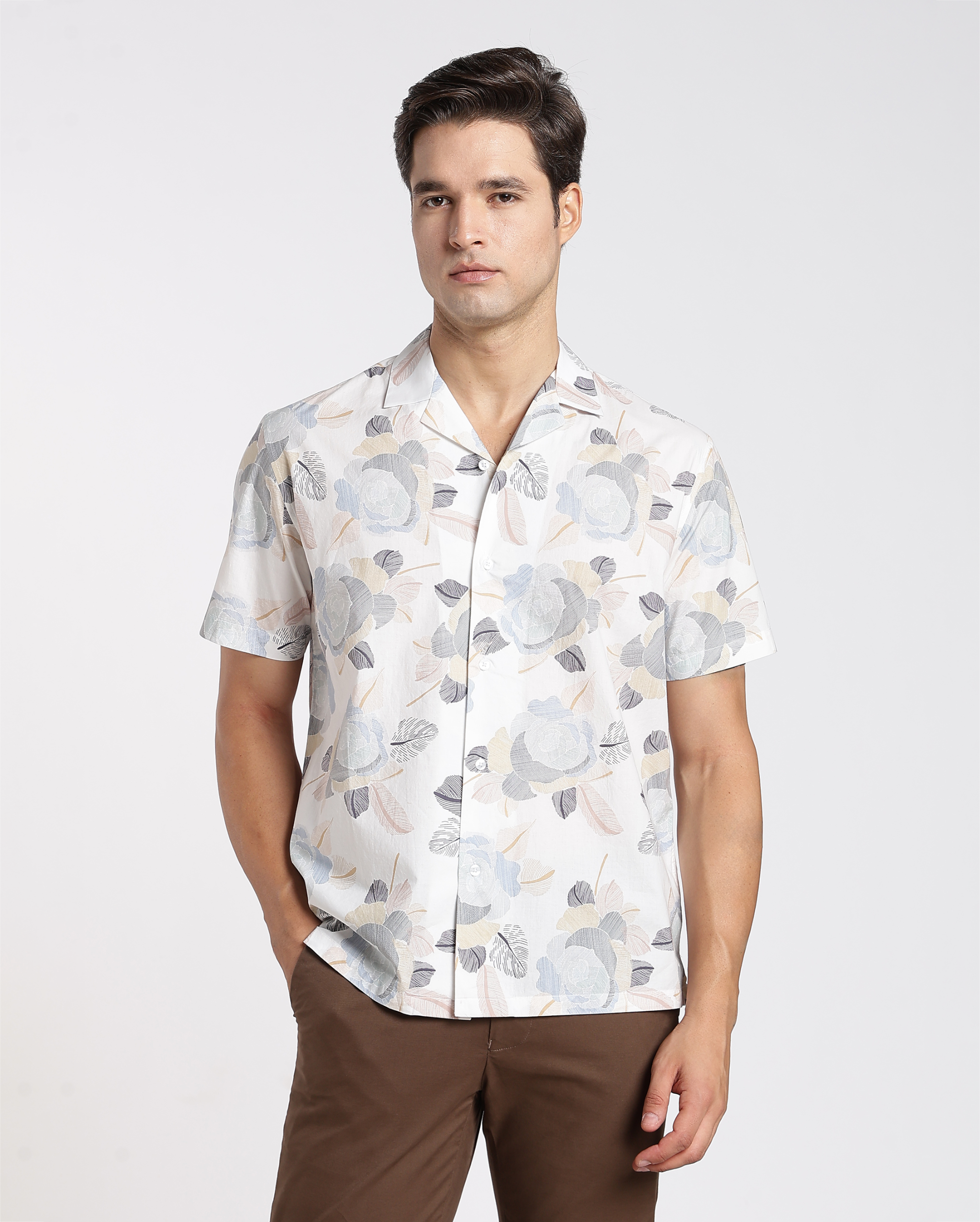 White Digital Print Shirt