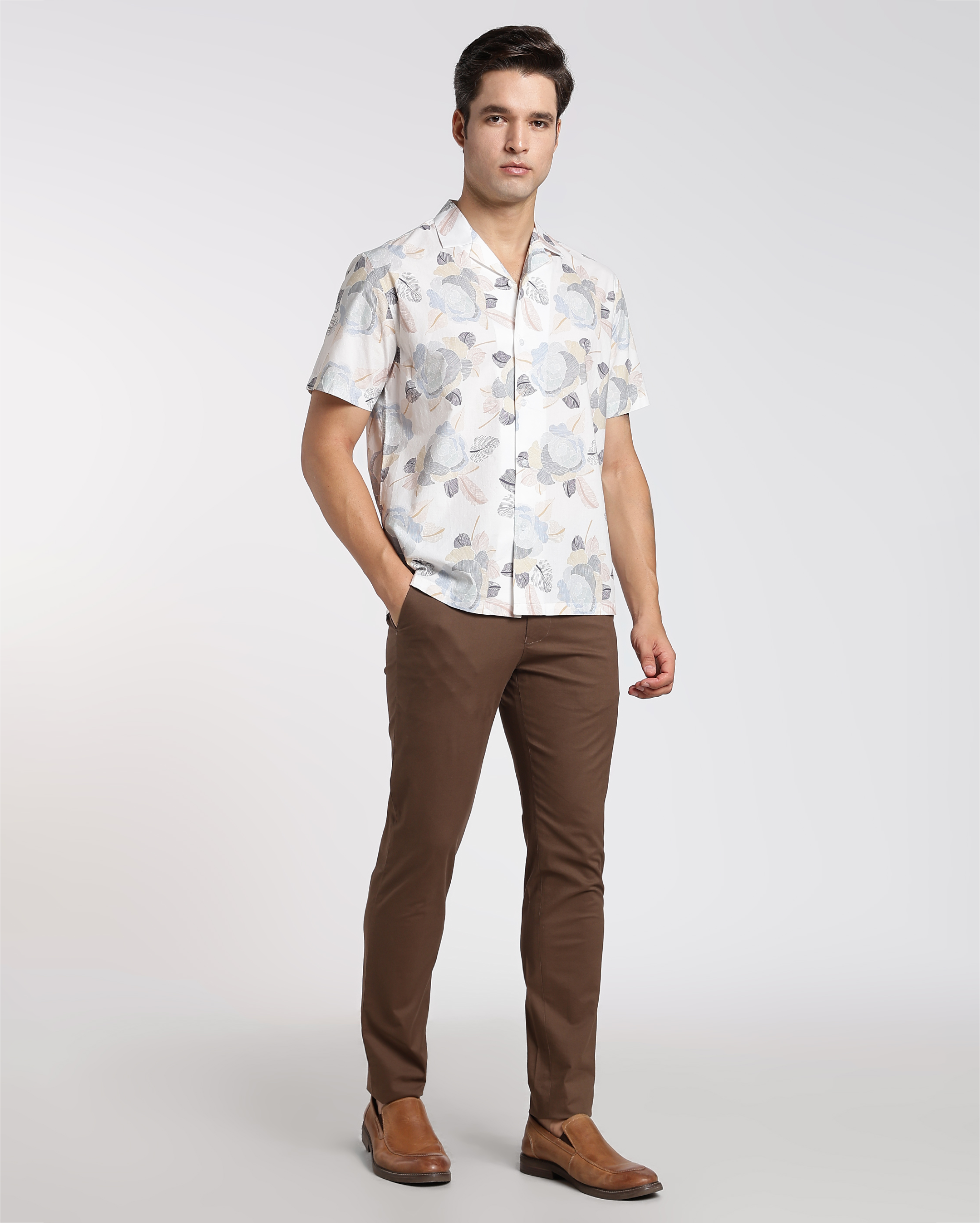 White Digital Print Shirt