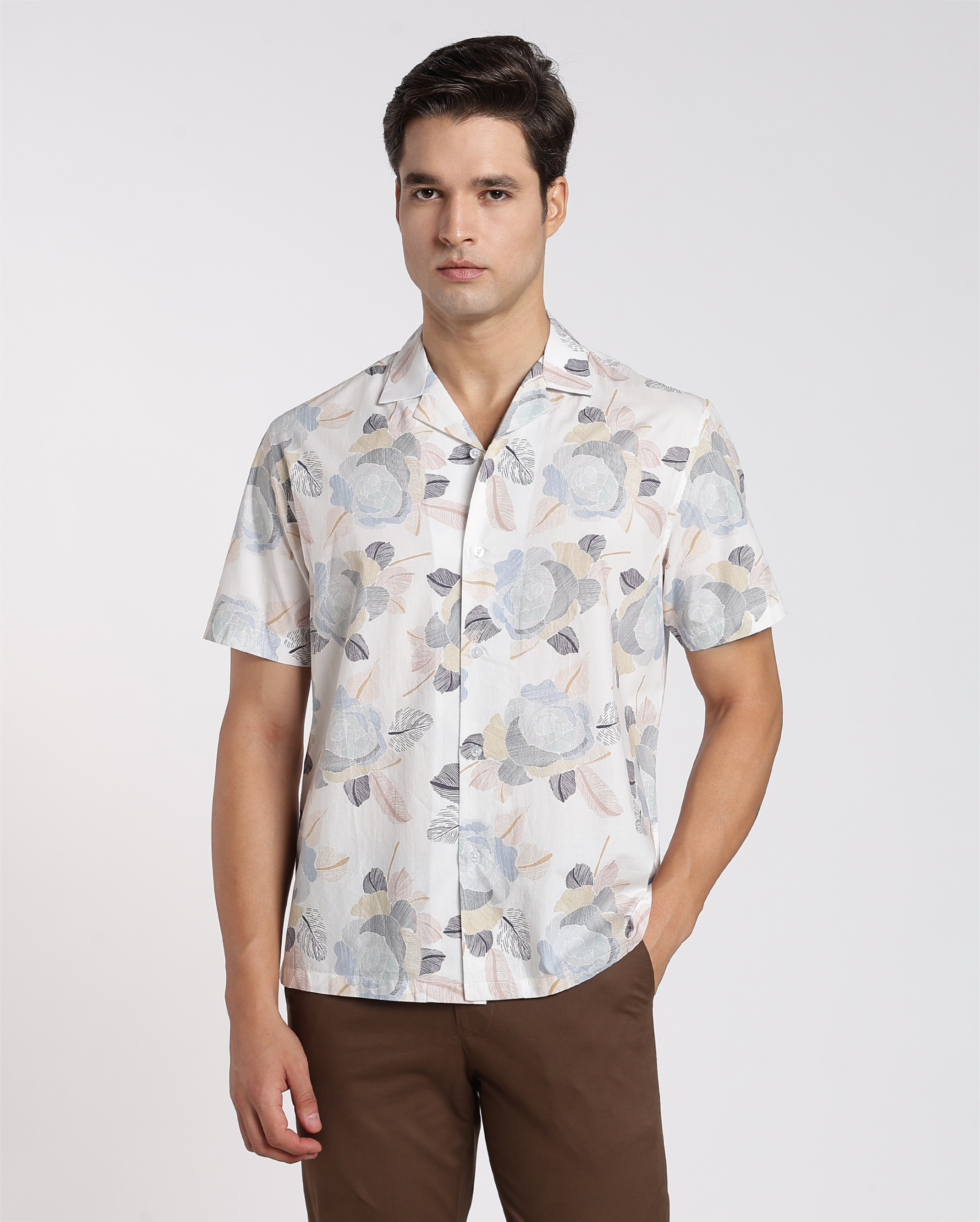 White Digital Print Shirt