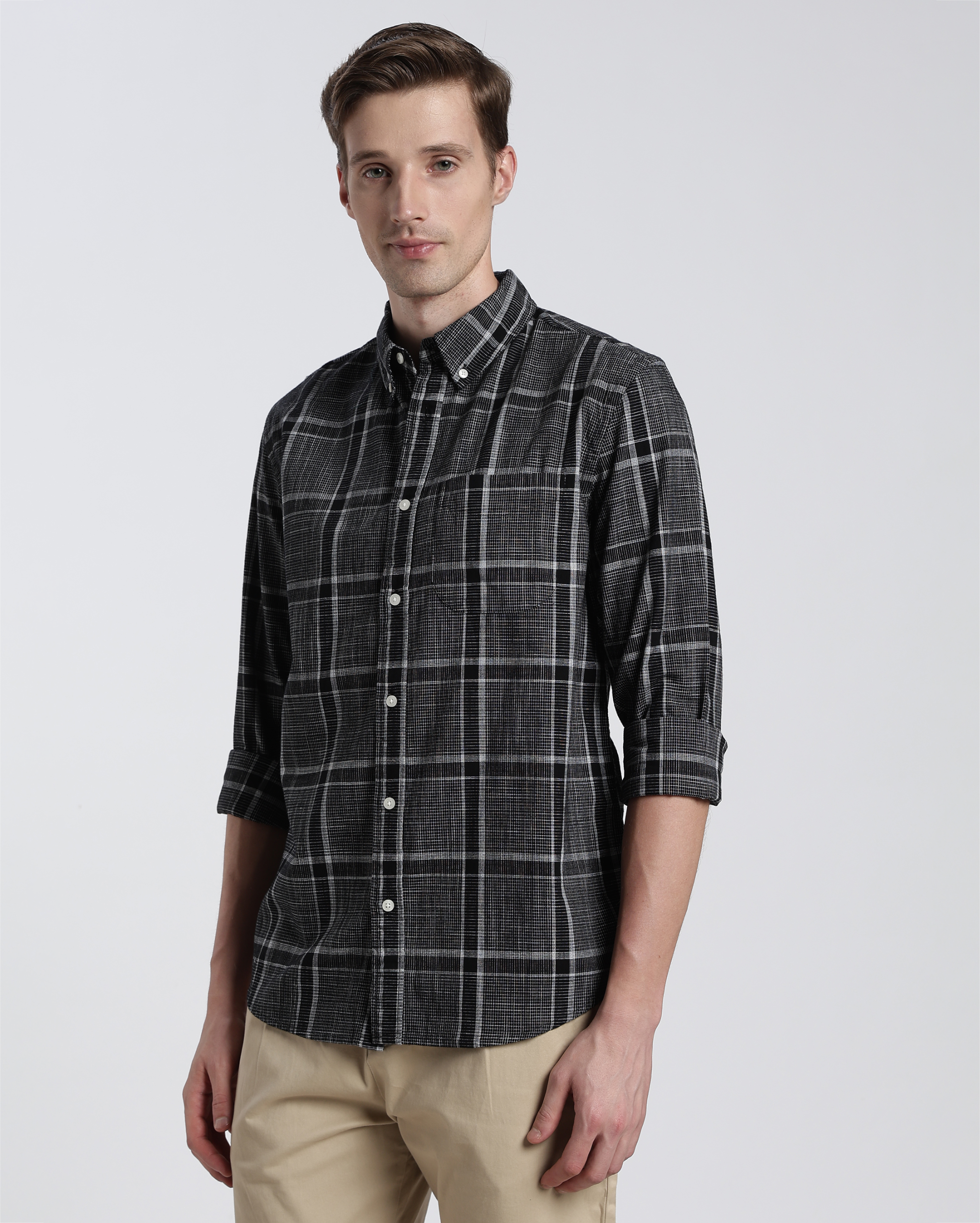 Black and White Box Check Shirt