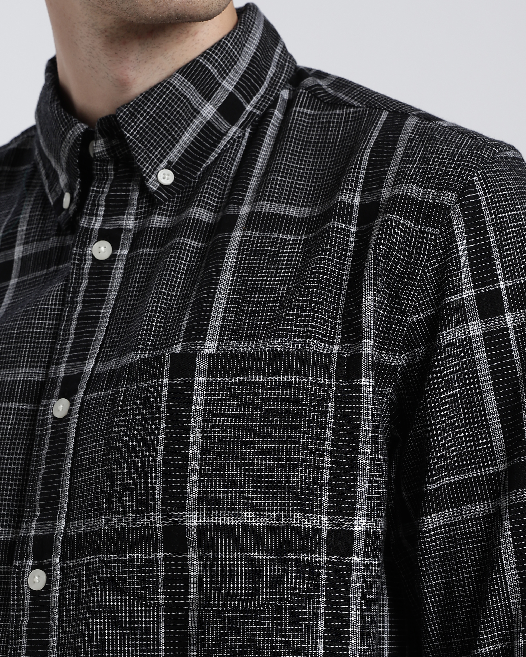 Black and White Box Check Shirt