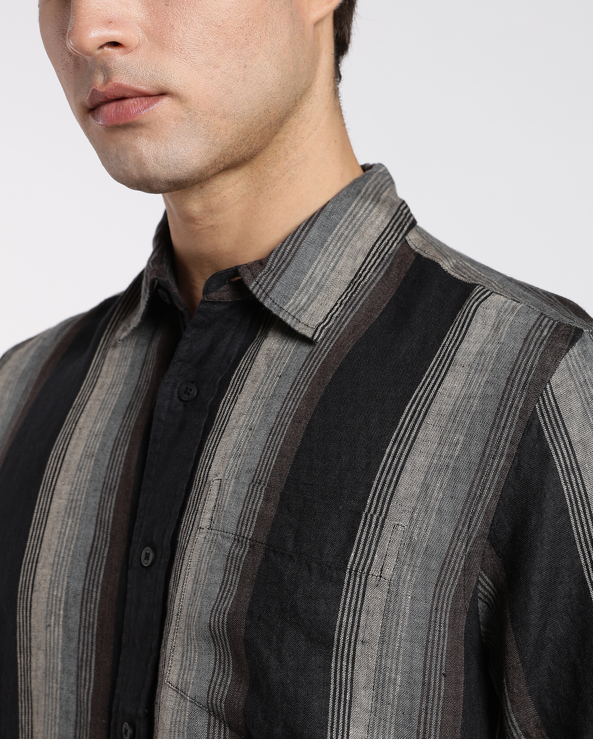 Black and Beige Stripe Shirt