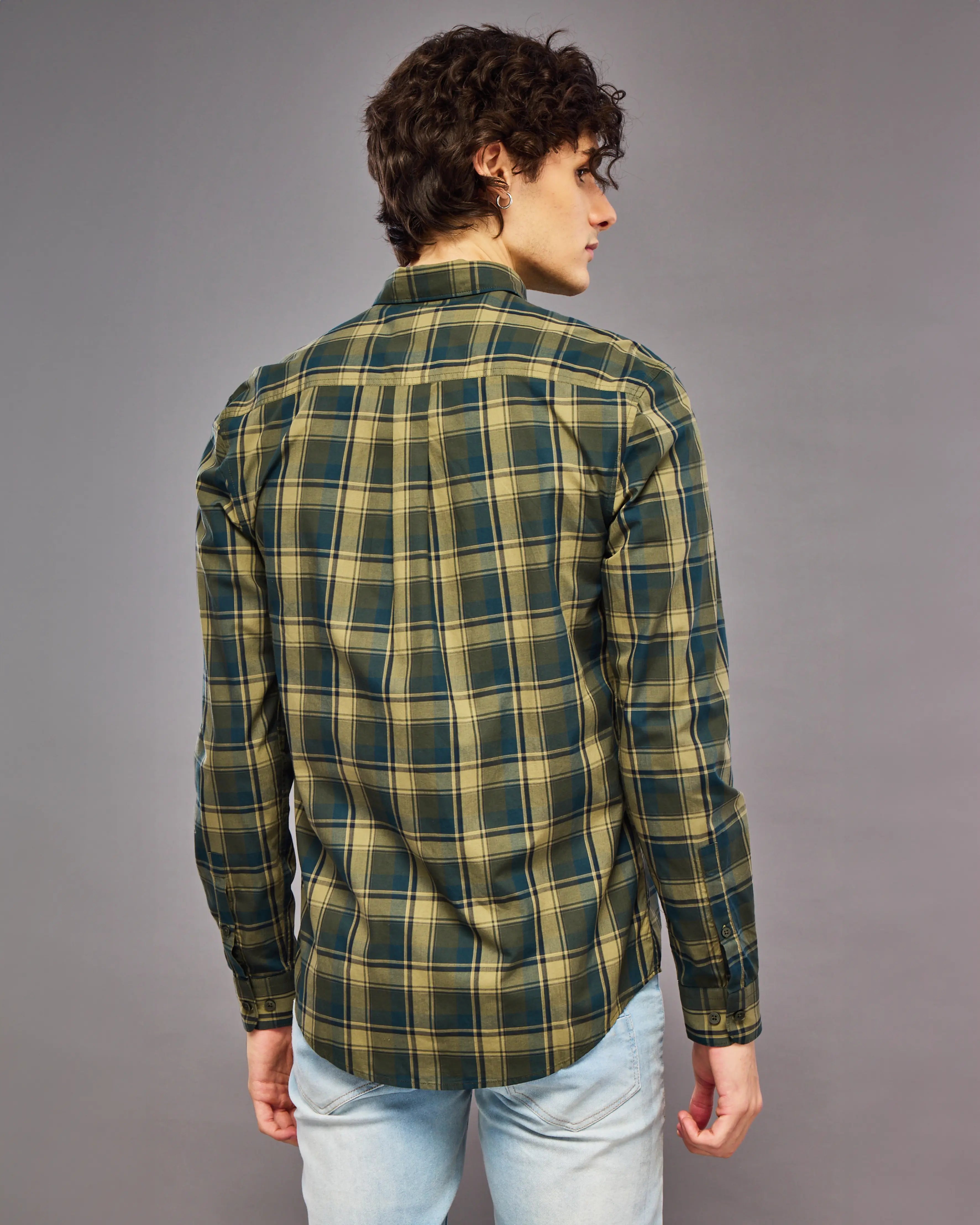 Green And Yellow Tartan Check Shirt