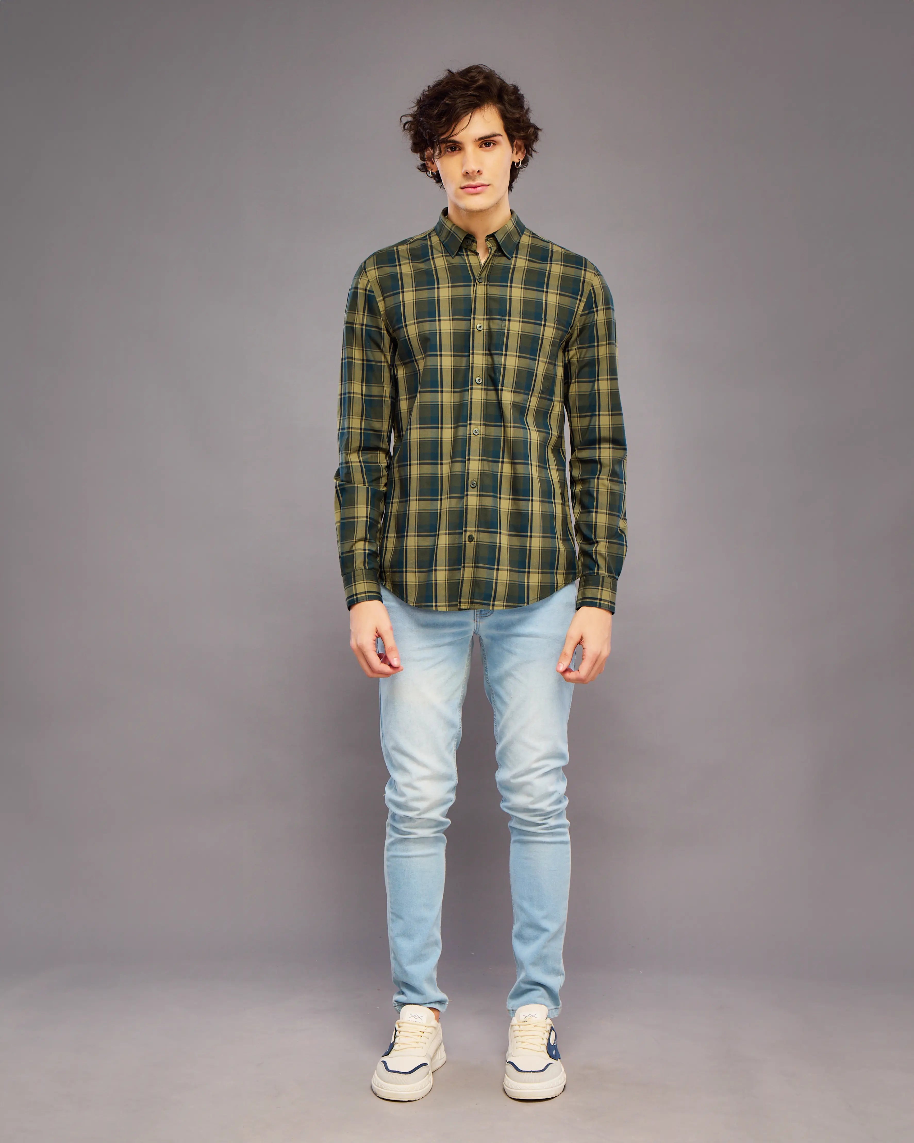 Green And Yellow Tartan Check Shirt