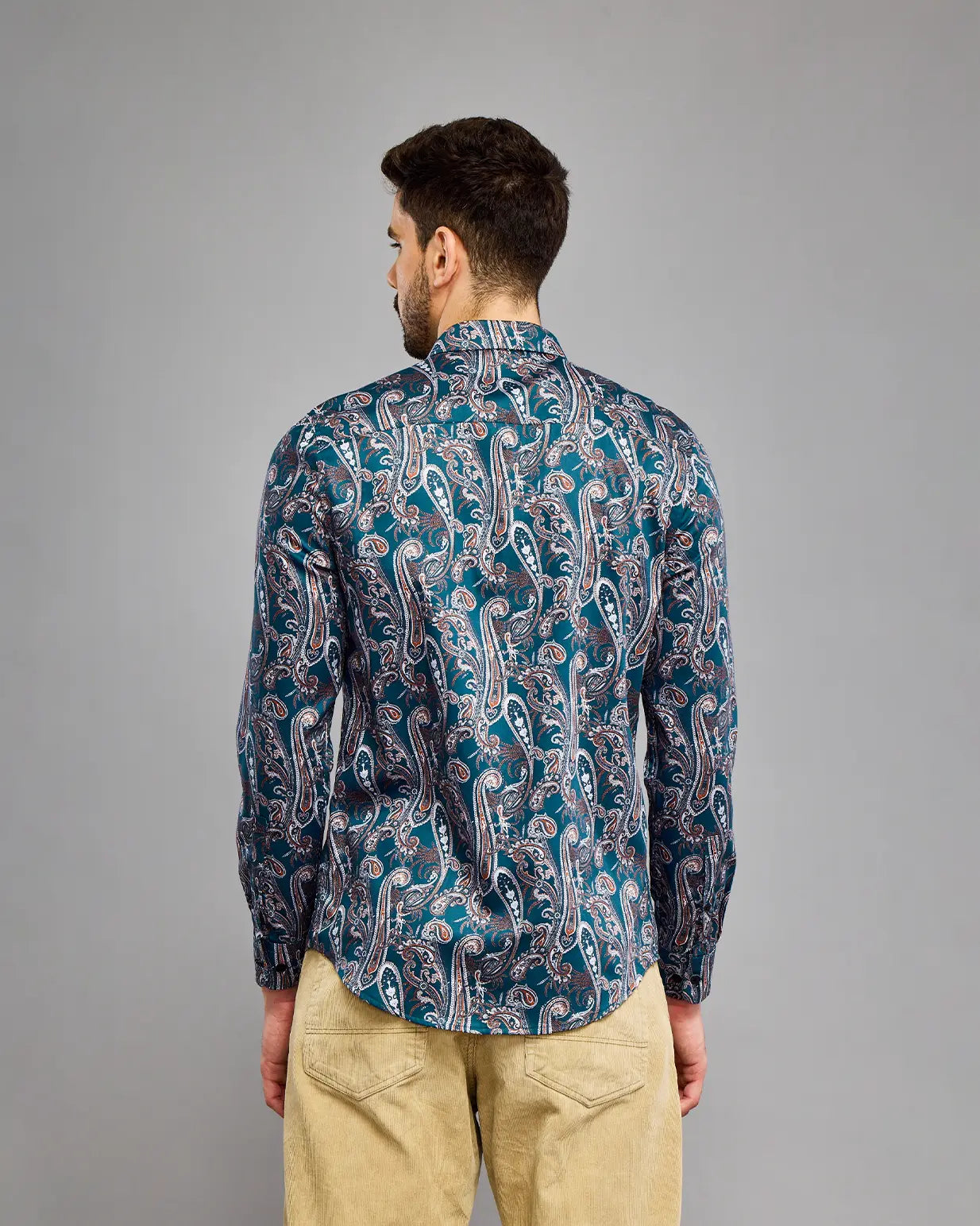 Navy Blue Paisley Print Shirt