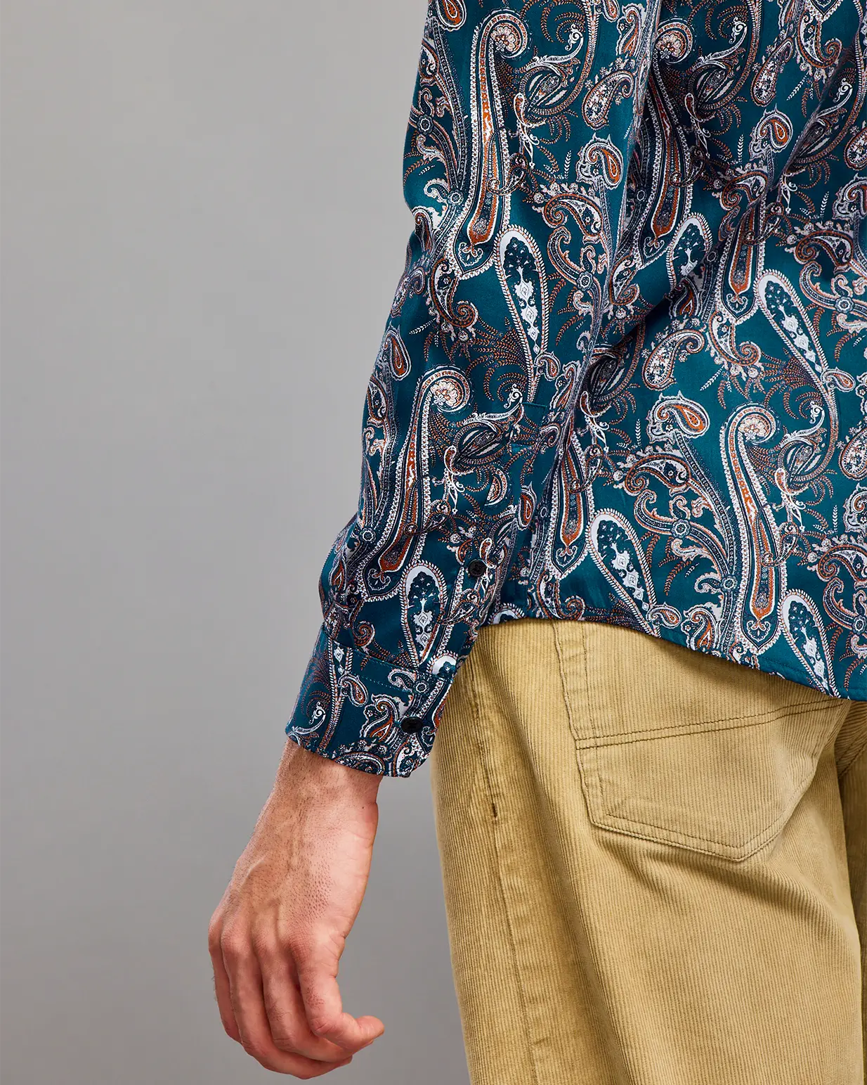 Navy Blue Paisley Print Shirt