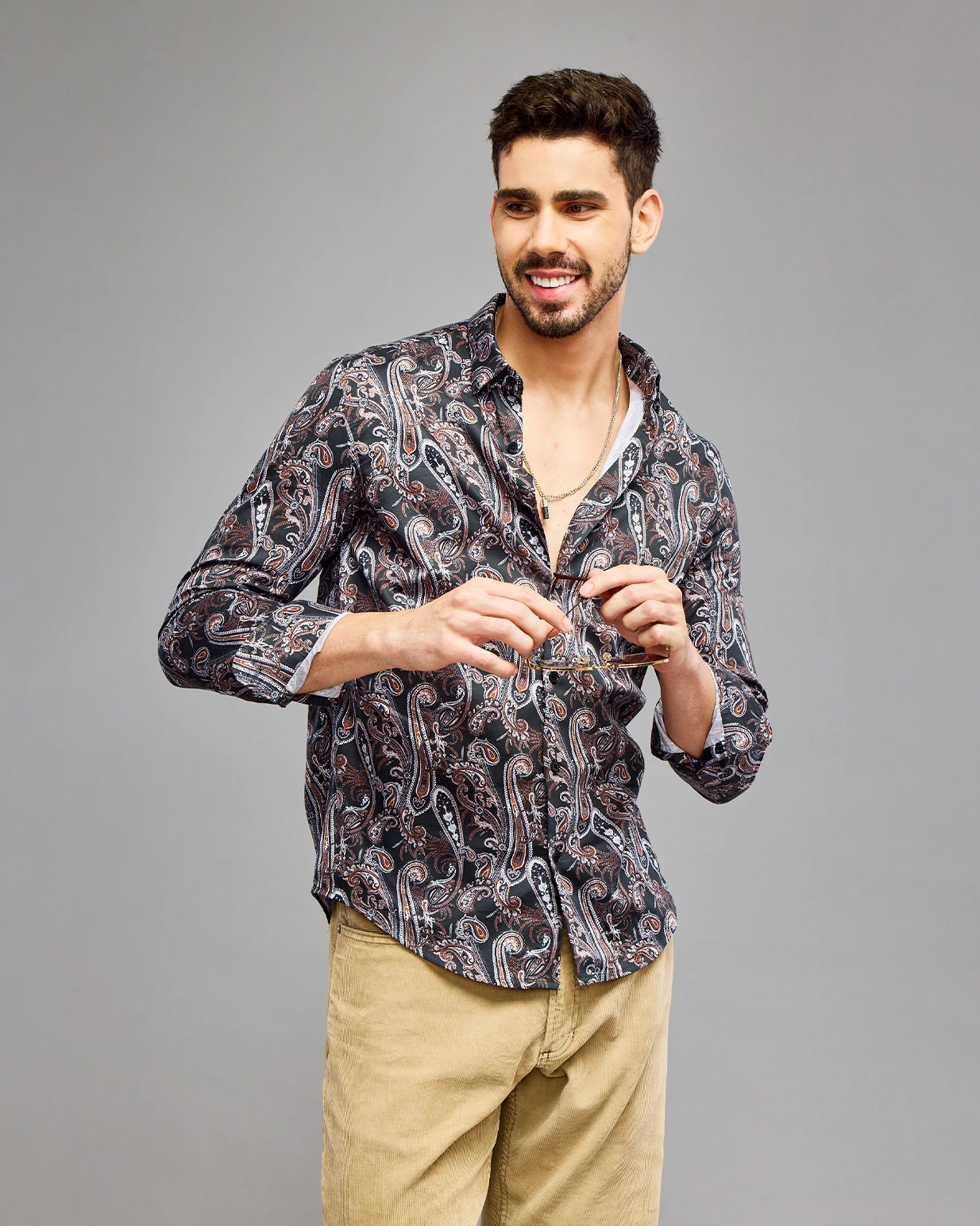 BLACK PAISLEY PRINT SHIRT