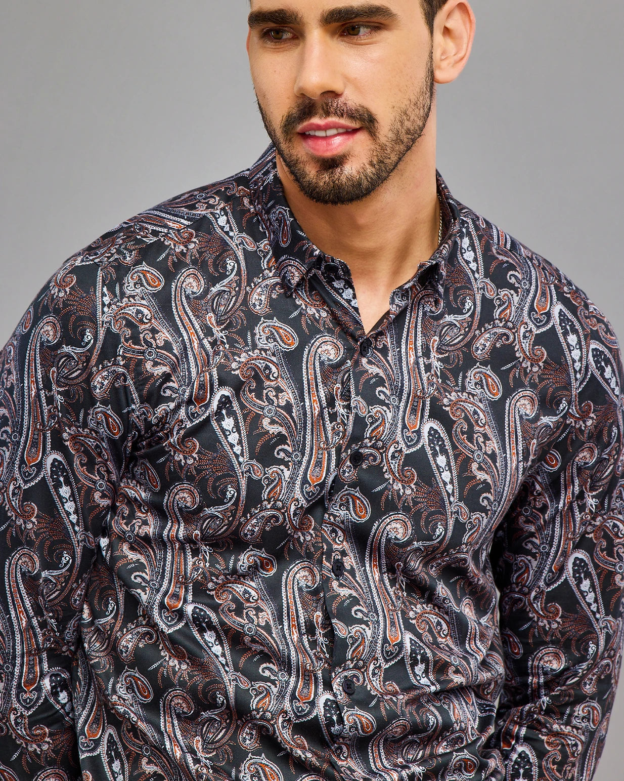 BLACK PAISLEY PRINT SHIRT