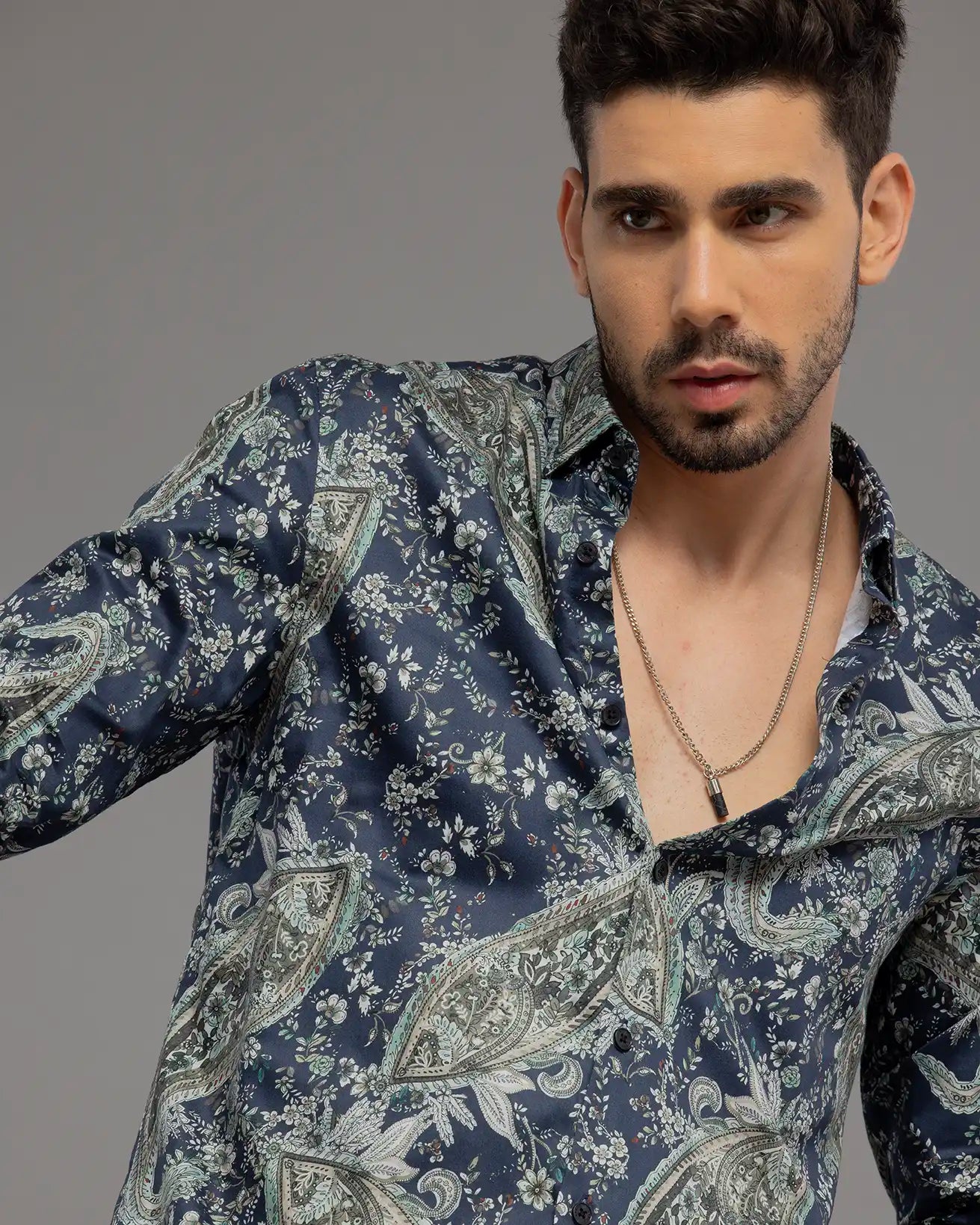 Blue Floral Print Shirt