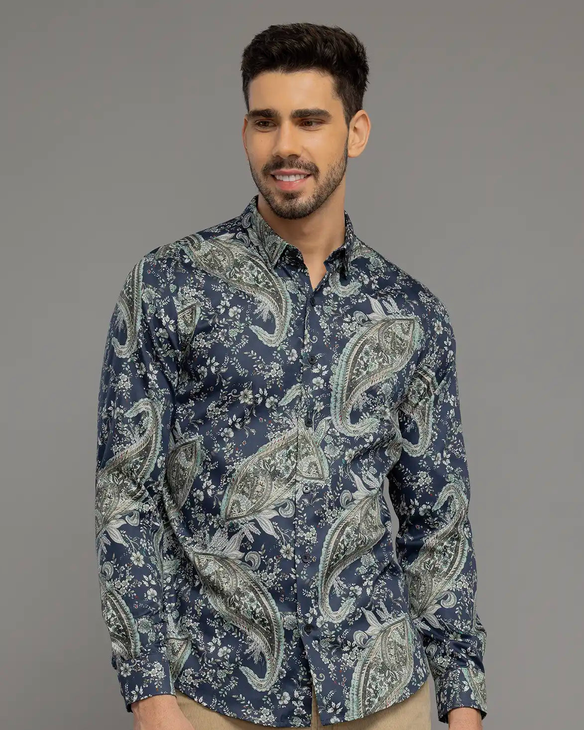 Blue Floral Print Shirt