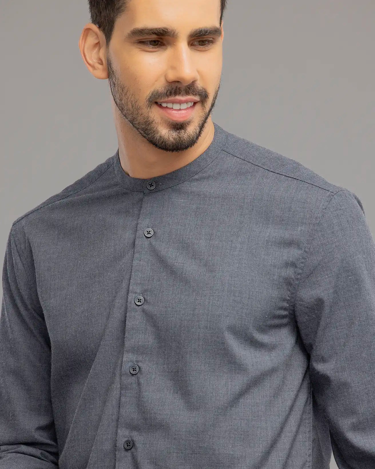 Aegean Blue Mandarin Collar Shirt