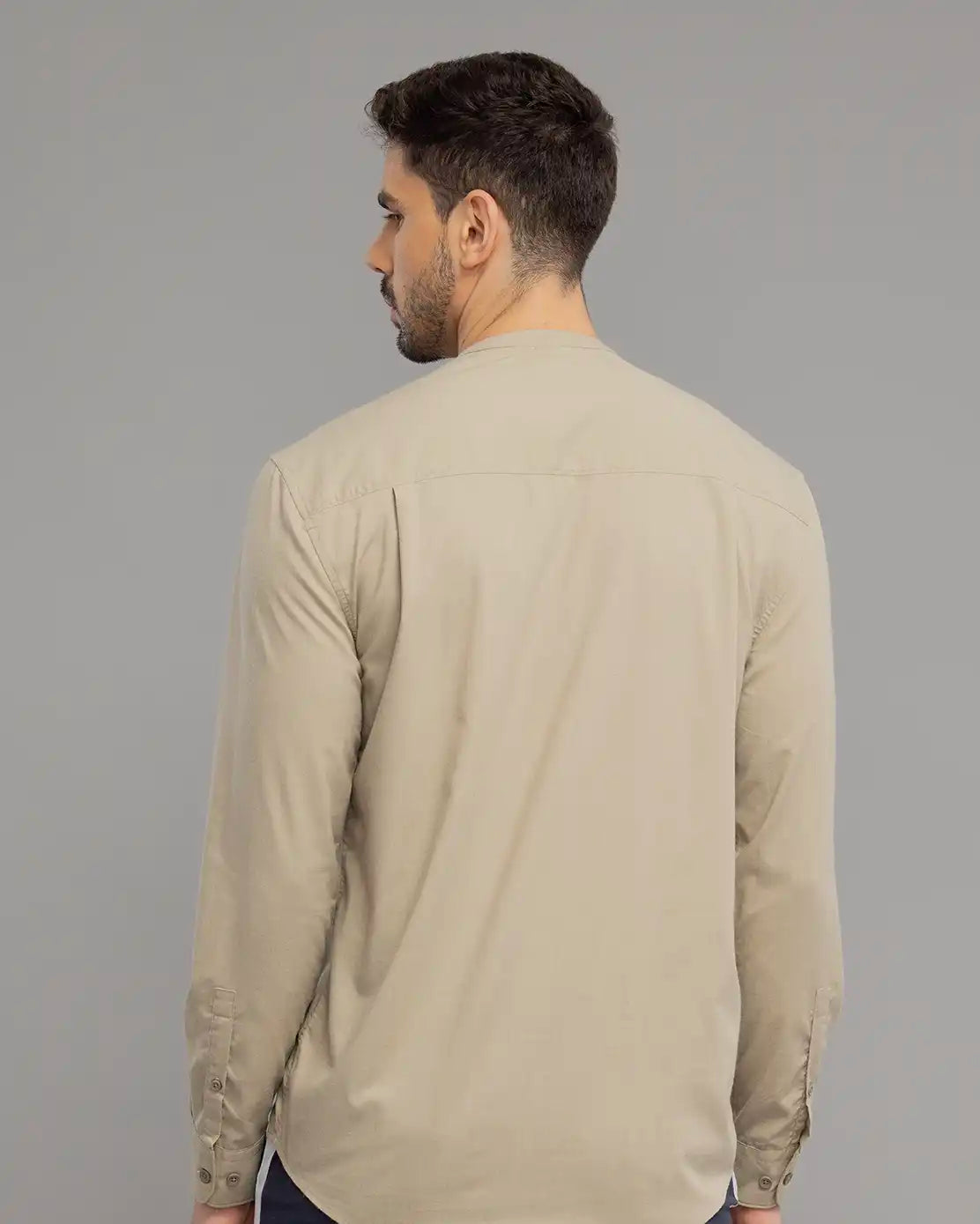 Cream Mandarin Collar Shirt