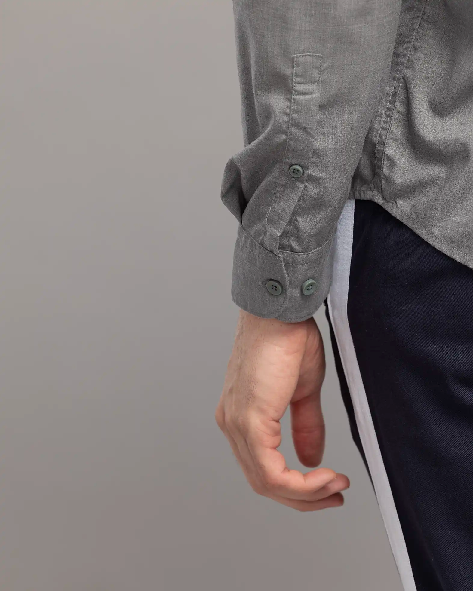 Grey Mandarin Collar Shirt