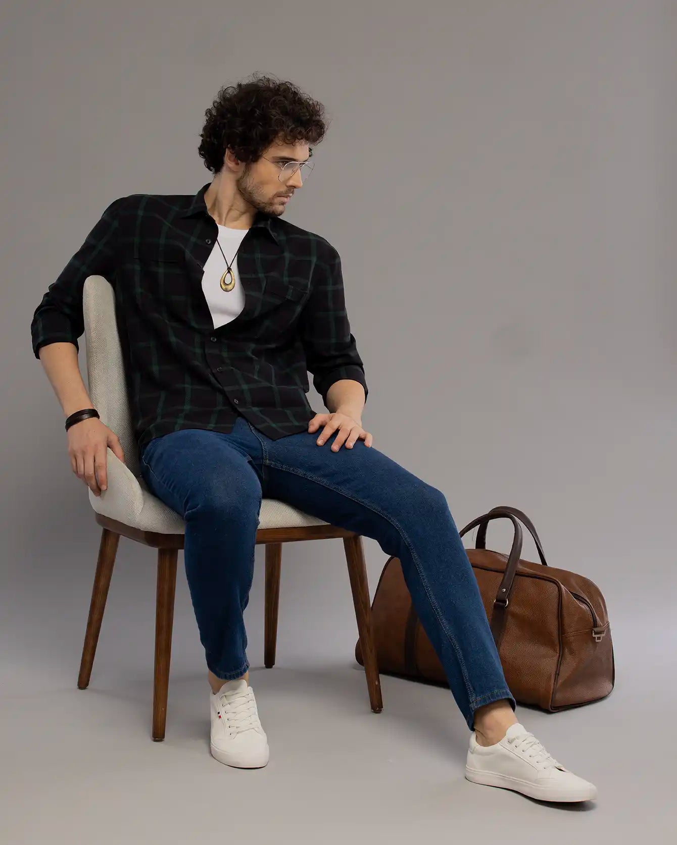 Black And Green Check Shirt