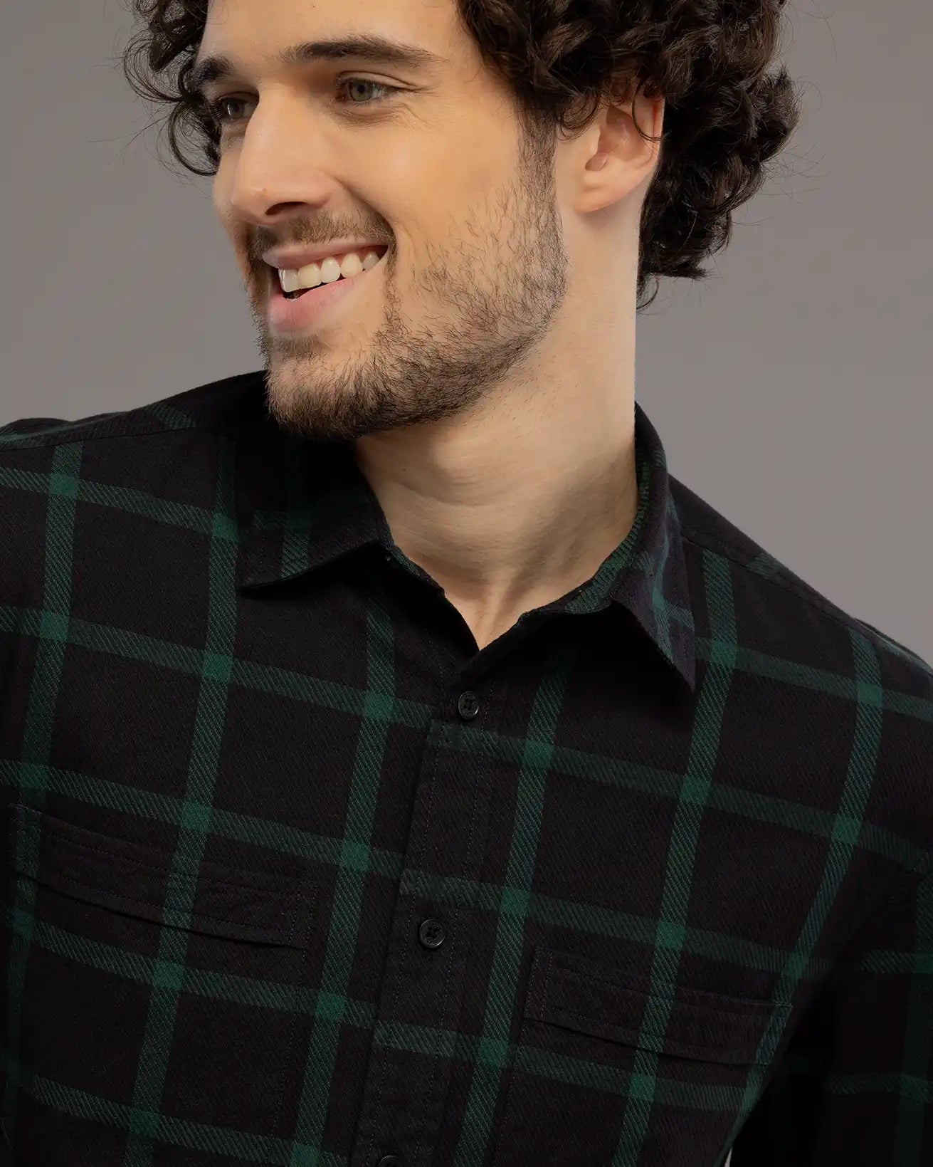 Black And Green Check Shirt