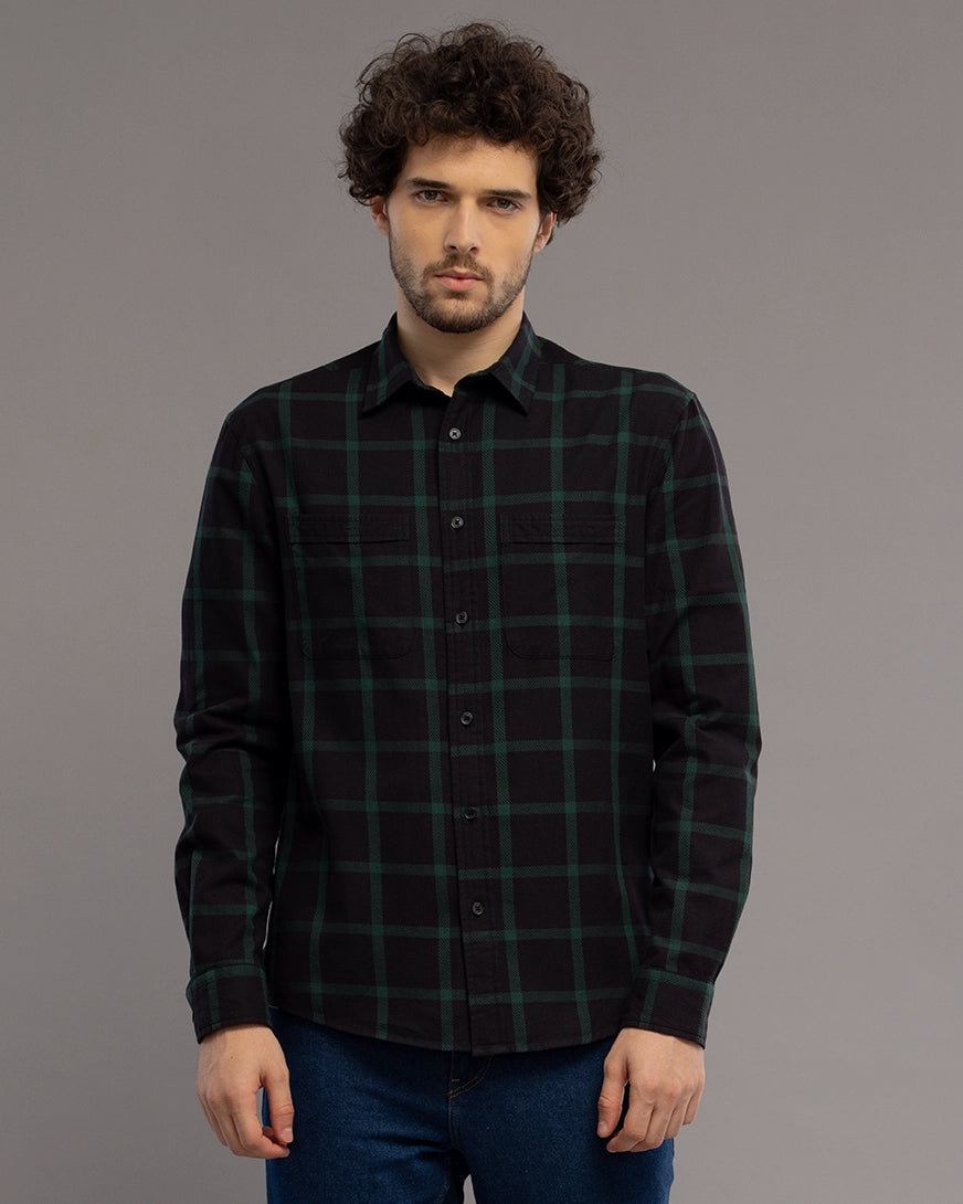 Black And Green Check Shirt
