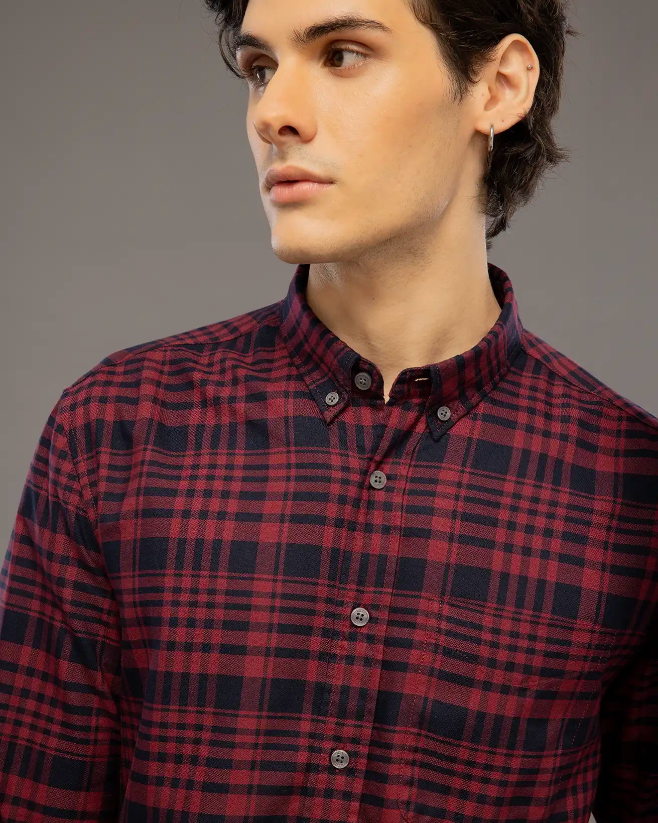 Maroon Check Shirt
