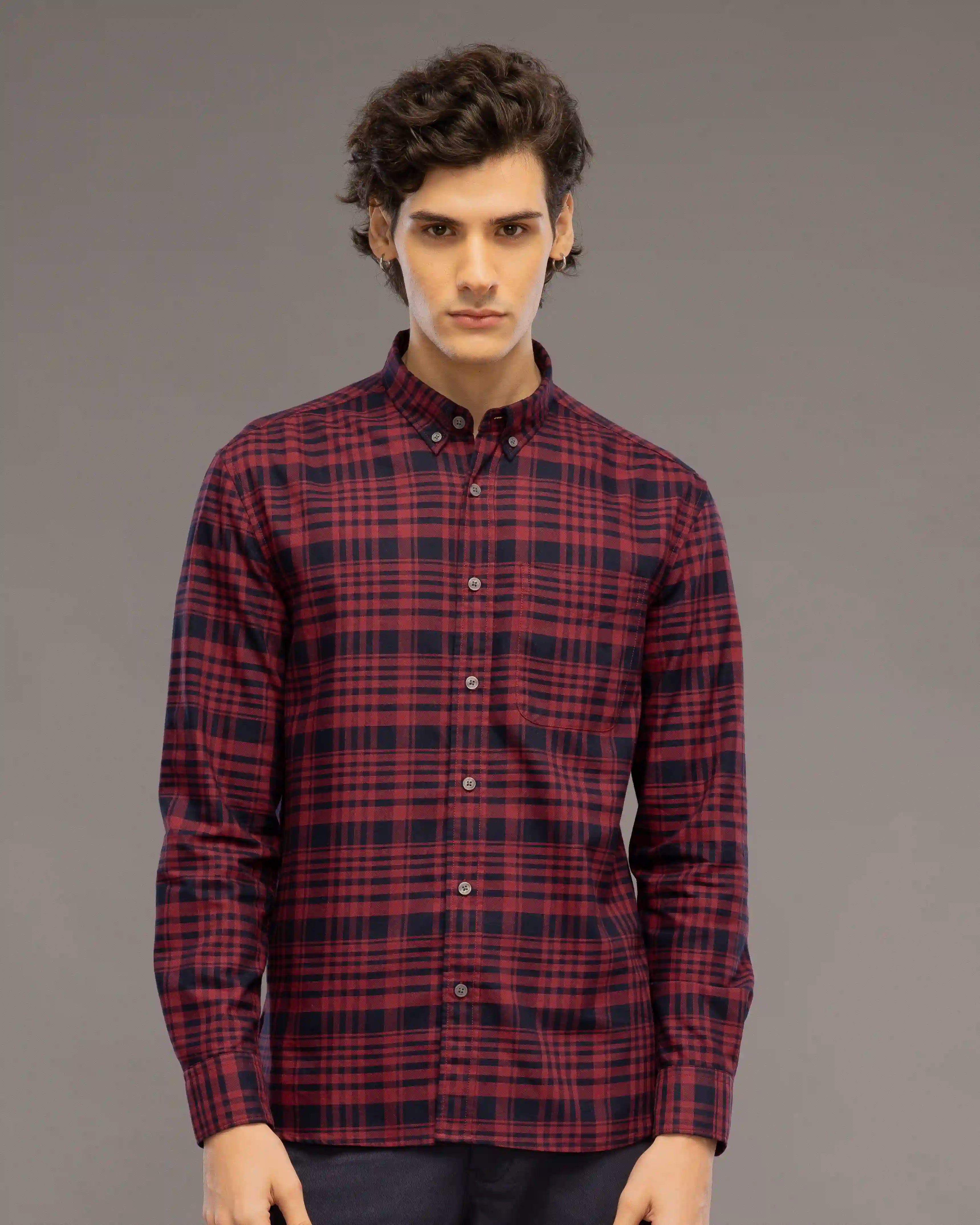 Maroon Check Shirt