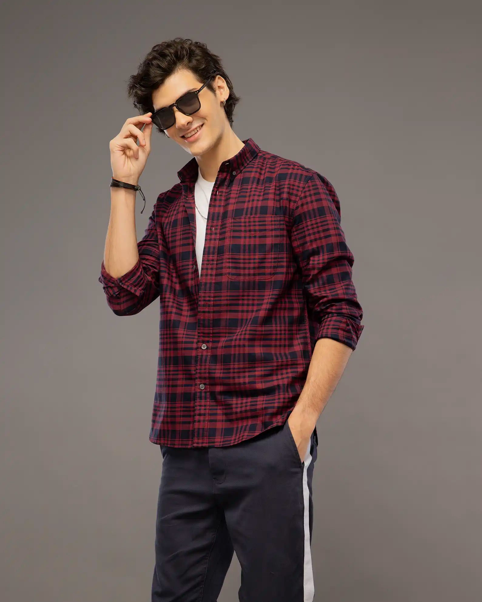 Maroon Check Shirt