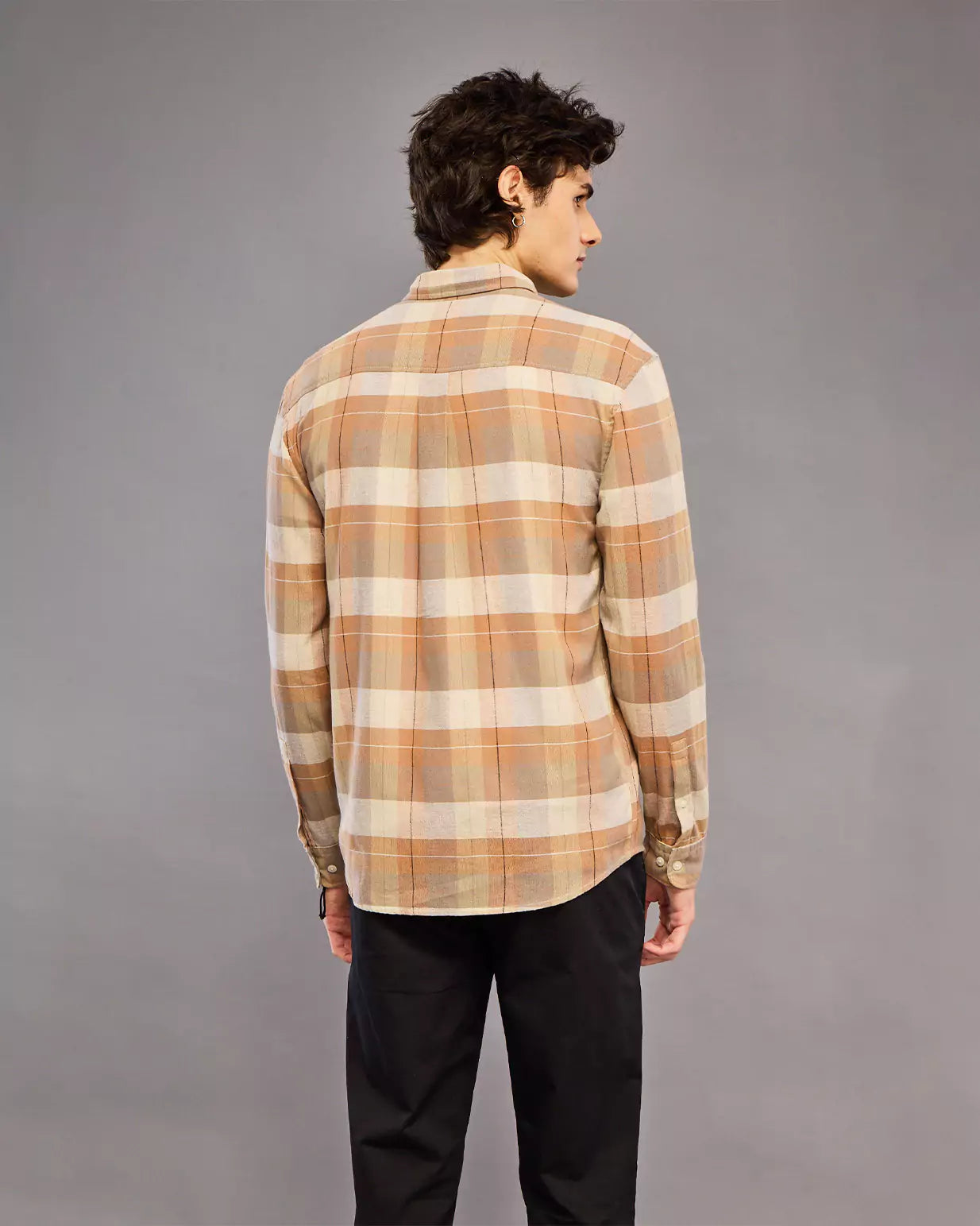 Light Orange Box Check Shirt